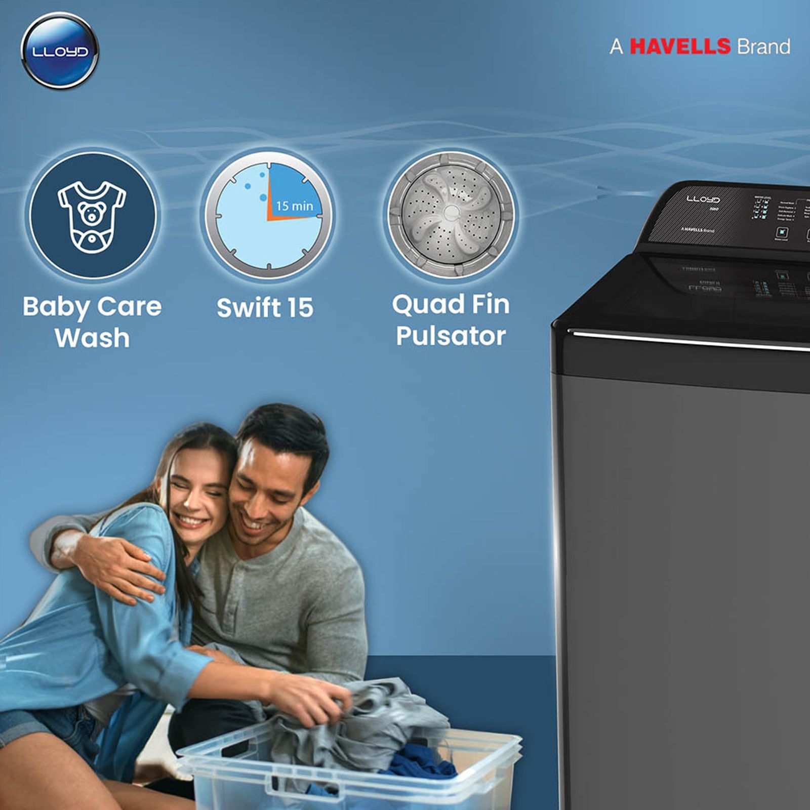 LLOYD 8 kg 5 Star Fully Automatic Top Load Washing Machine (NEO-H, GLWMT80GMBNH, In-built Heater, Mid Black and Black With Chrome)_6