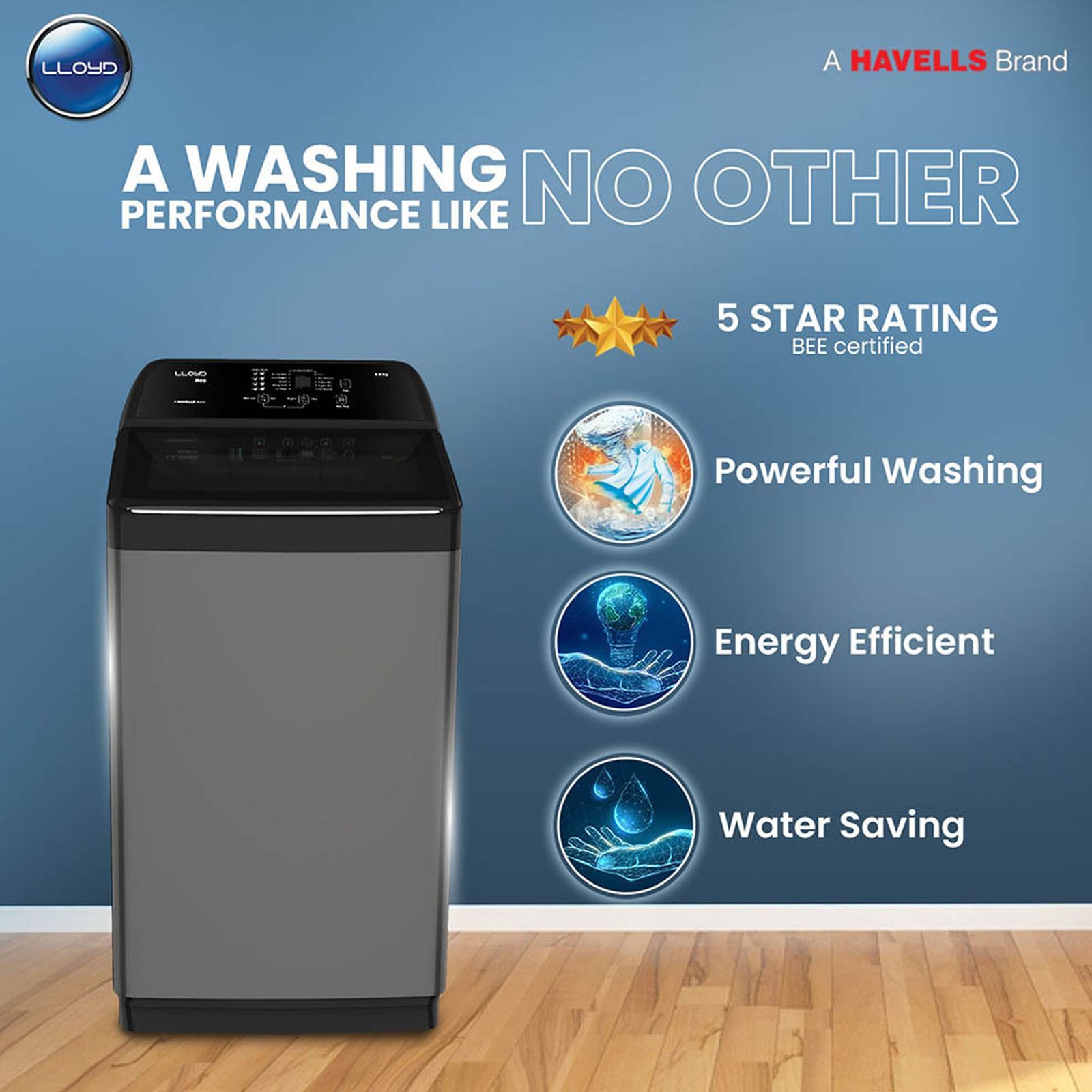 LLOYD 8 kg 5 Star Fully Automatic Top Load Washing Machine (NEO-H, GLWMT80GMBNH, In-built Heater, Mid Black and Black With Chrome)_8