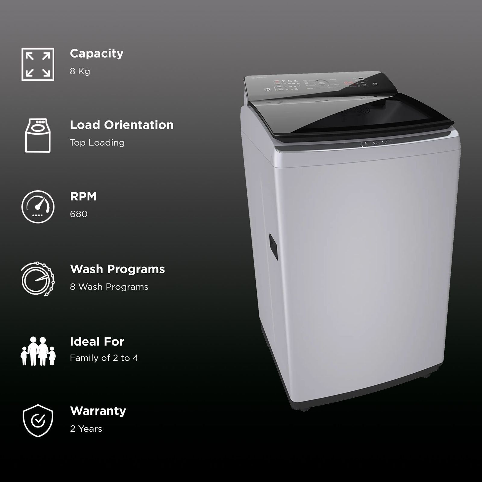 BOSCH 8 kg Fully Automatic Top Load Washing Machine (Series 2, WOE802S7IN, Multiple Water Protection, Silver)_2