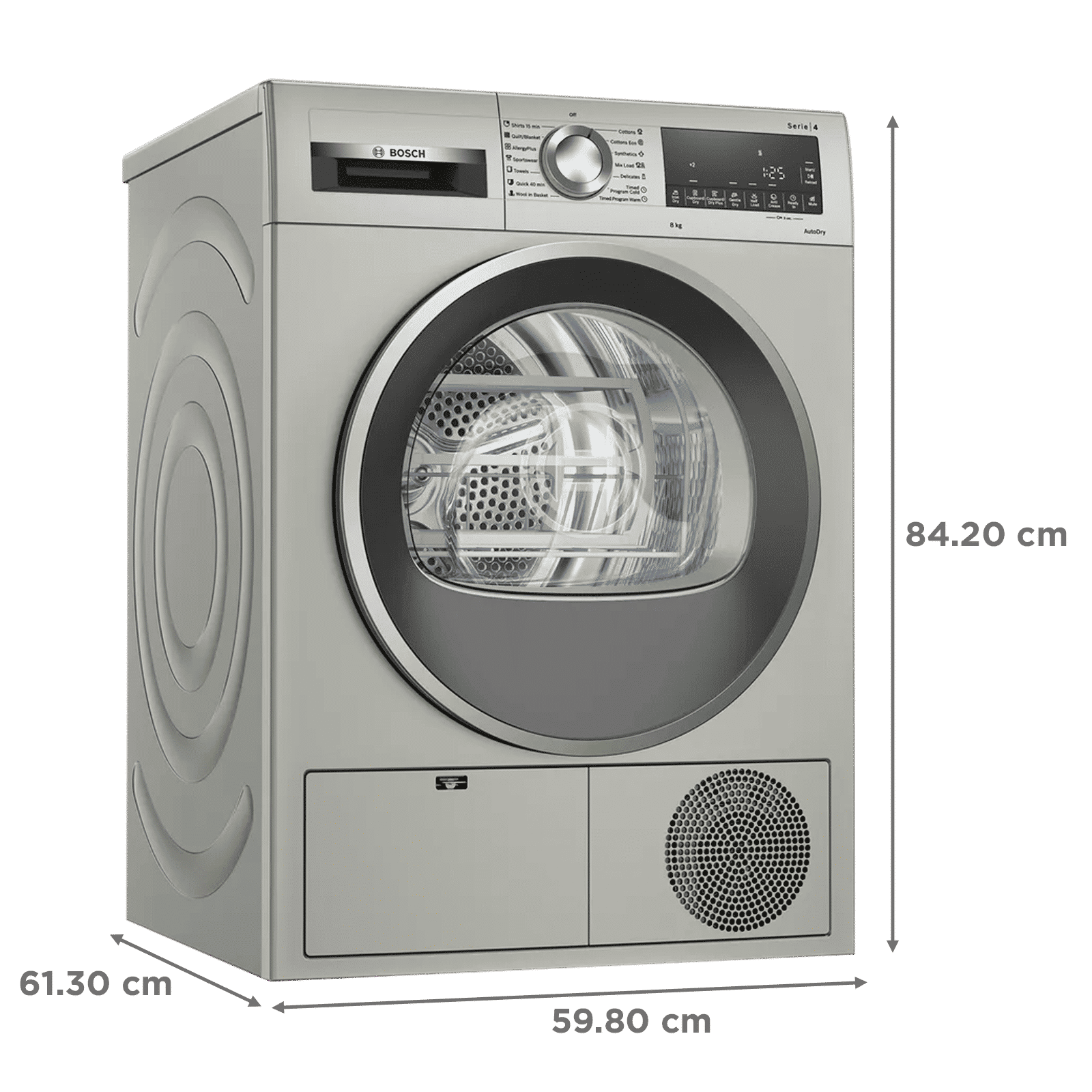 BOSCH 8 kg Fully Automatic Front Load Dryer (Series 4, WPG23108IN, LED Display, Silver Inox) BOSCH 8 kg Fully Automatic Front Load Dryer (Series 4, WPG23108IN, LED Display, Silver Inox)_3