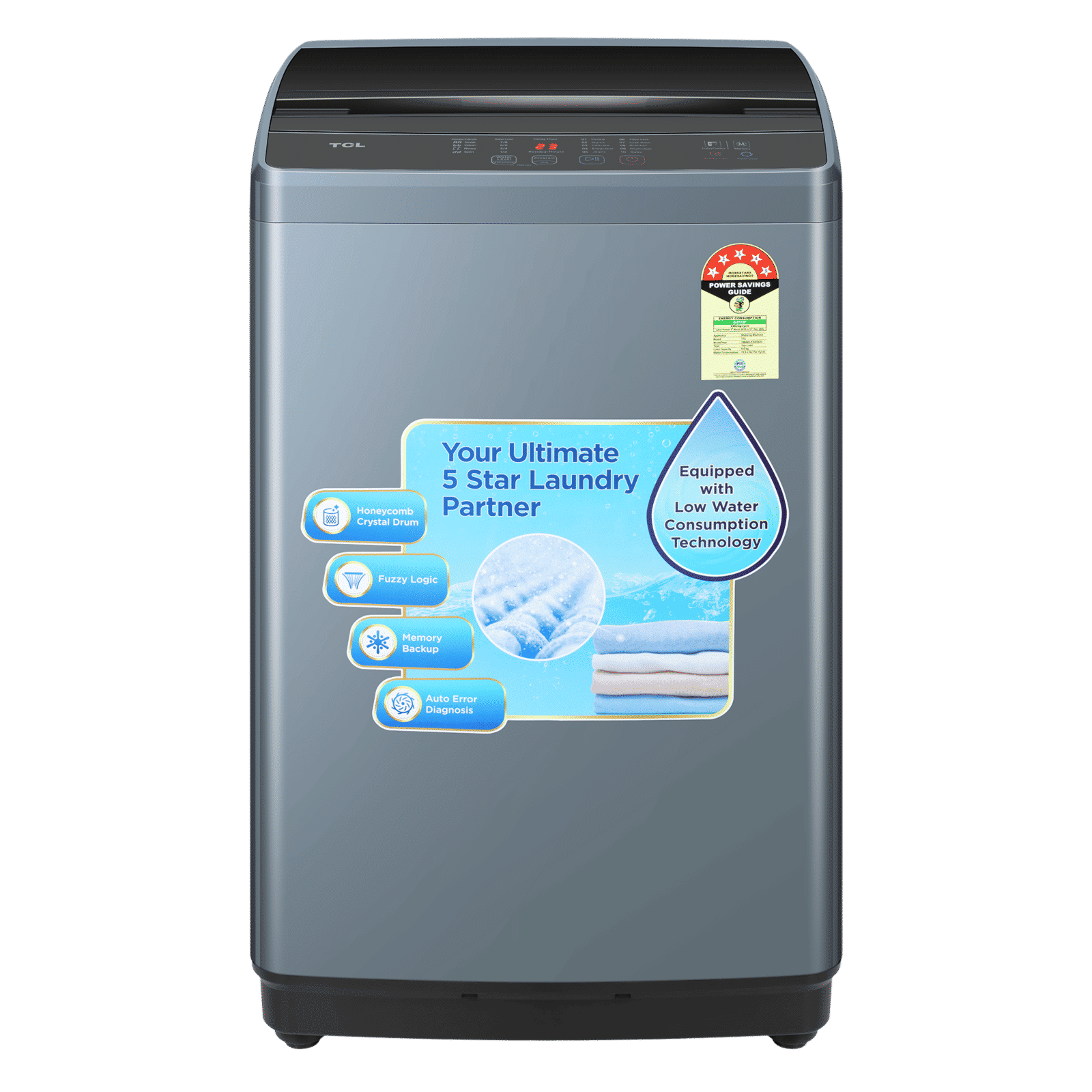 TCL 7 kg 5 Star Fully Automatic Top Load Washing Machine (F103, F3070TLG, Water Blow Pulsator, Dark Grey) TCL 7 kg 5 Star Fully Automatic Top Load Washing Machine (F103, F3070TLG, Water Blow Pulsator, Dark Grey)_1