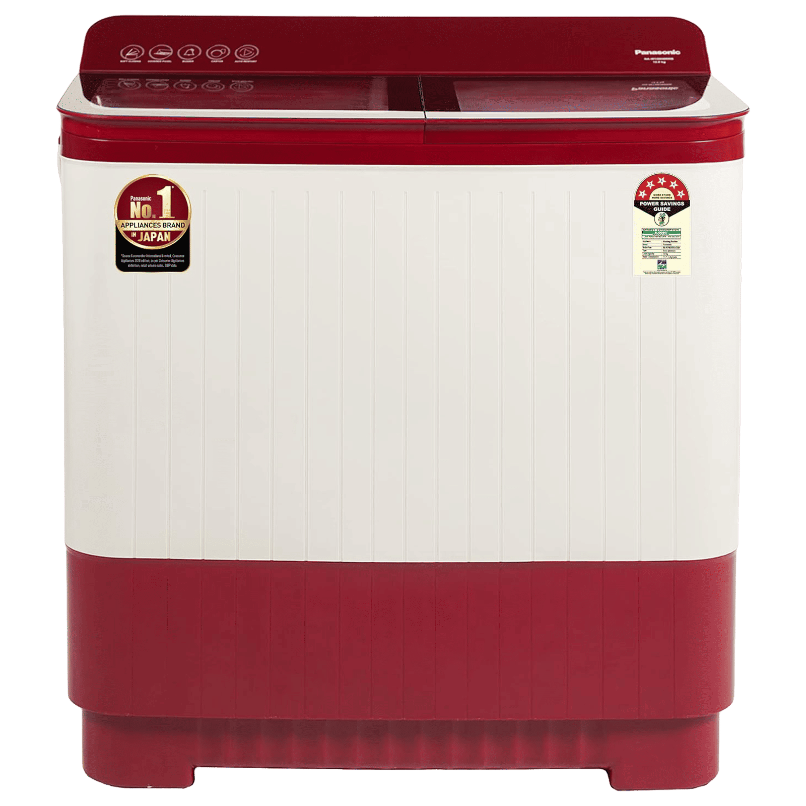 Panasonic 12 kg 5 Star Semi Automatic Washing Machine with Active Foam System (H6, NA-W120H6RRB, Red)_2