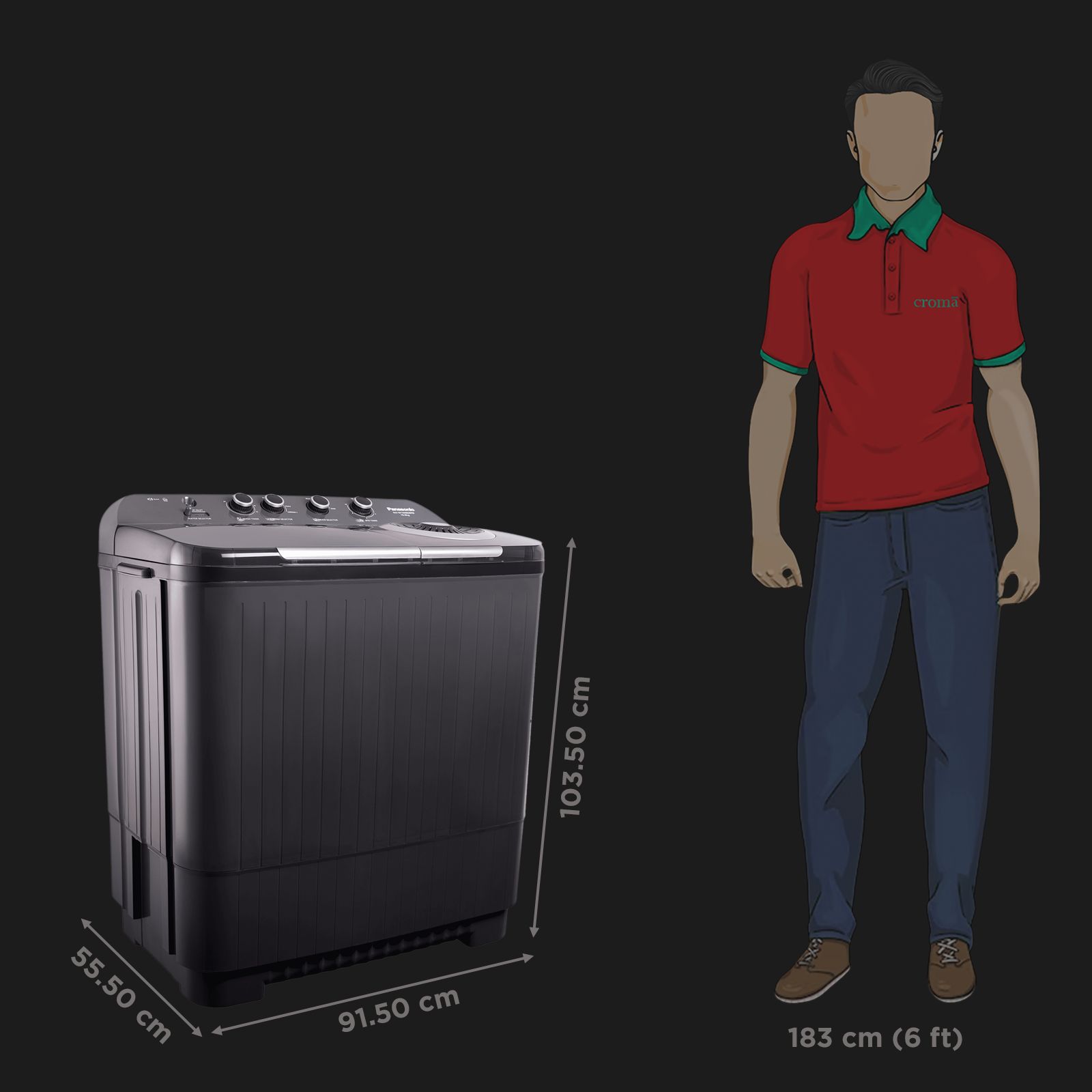 Panasonic 10 kg 5 Star Semi Automatic Washing Machine with Lint Filter (NA-W100B6BRB, Black)_2