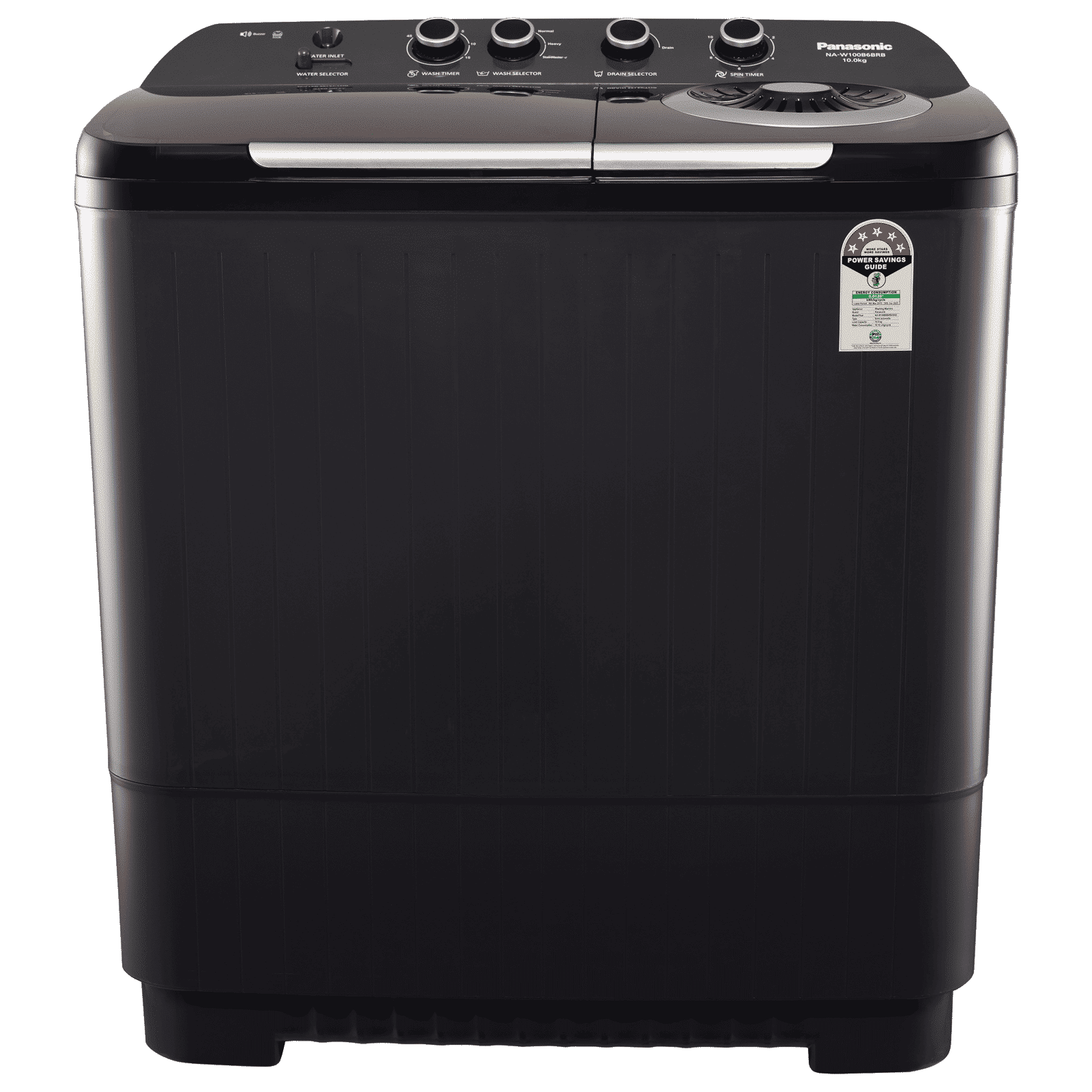 Panasonic 10 kg 5 Star Semi Automatic Washing Machine with Lint Filter (NA-W100B6BRB, Black)_1