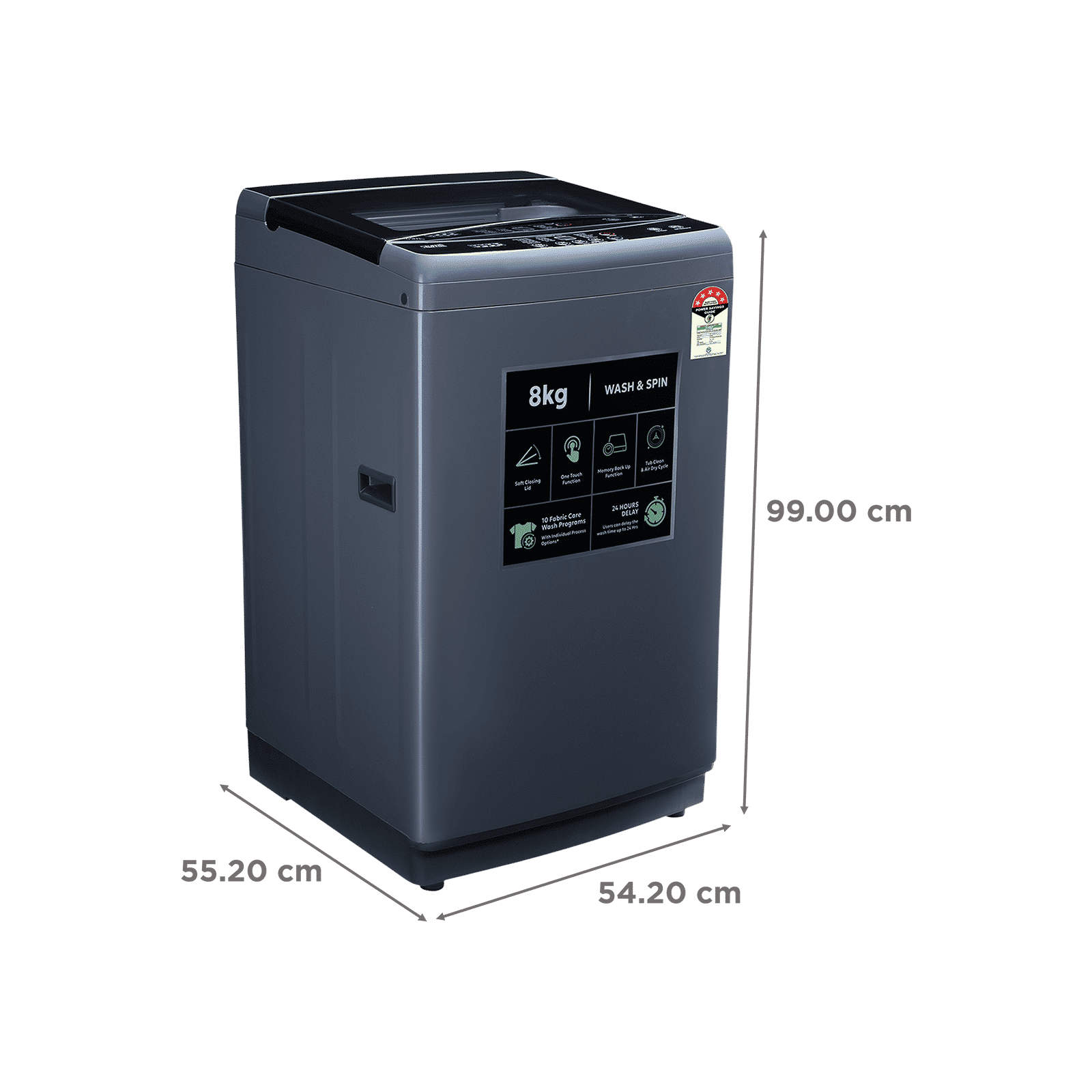 Croma 8 kg 5 Star Fully Automatic Top Load Washing Machine (CRLW080FAF264505, Pulsator Wash Technology, Inox Grey)_3