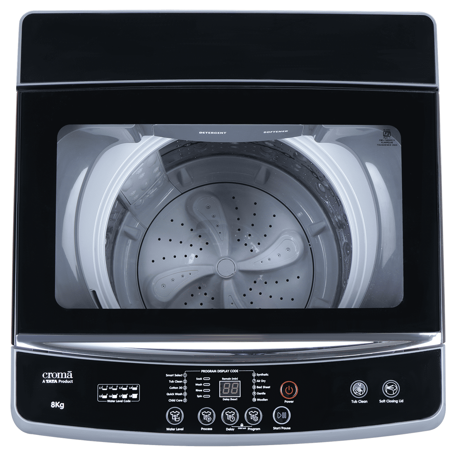 Croma 8 kg 5 Star Fully Automatic Top Load Washing Machine (CRLW080FAF264505, Pulsator Wash Technology, Inox Grey)_4