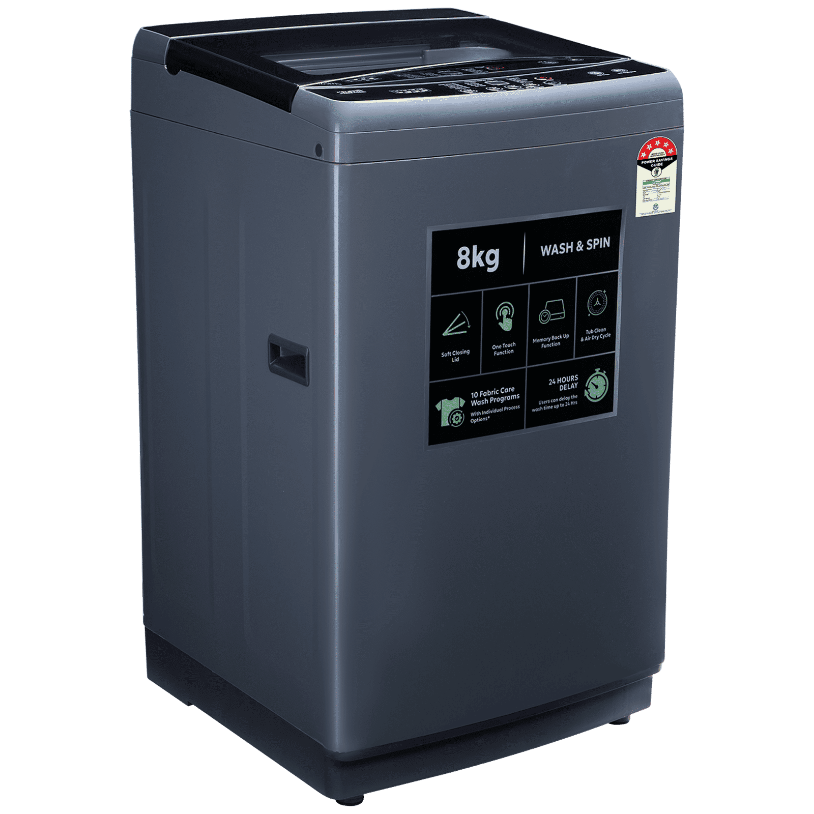 Croma 8 kg 5 Star Fully Automatic Top Load Washing Machine (CRLW080FAF264505, Pulsator Wash Technology, Inox Grey)_5