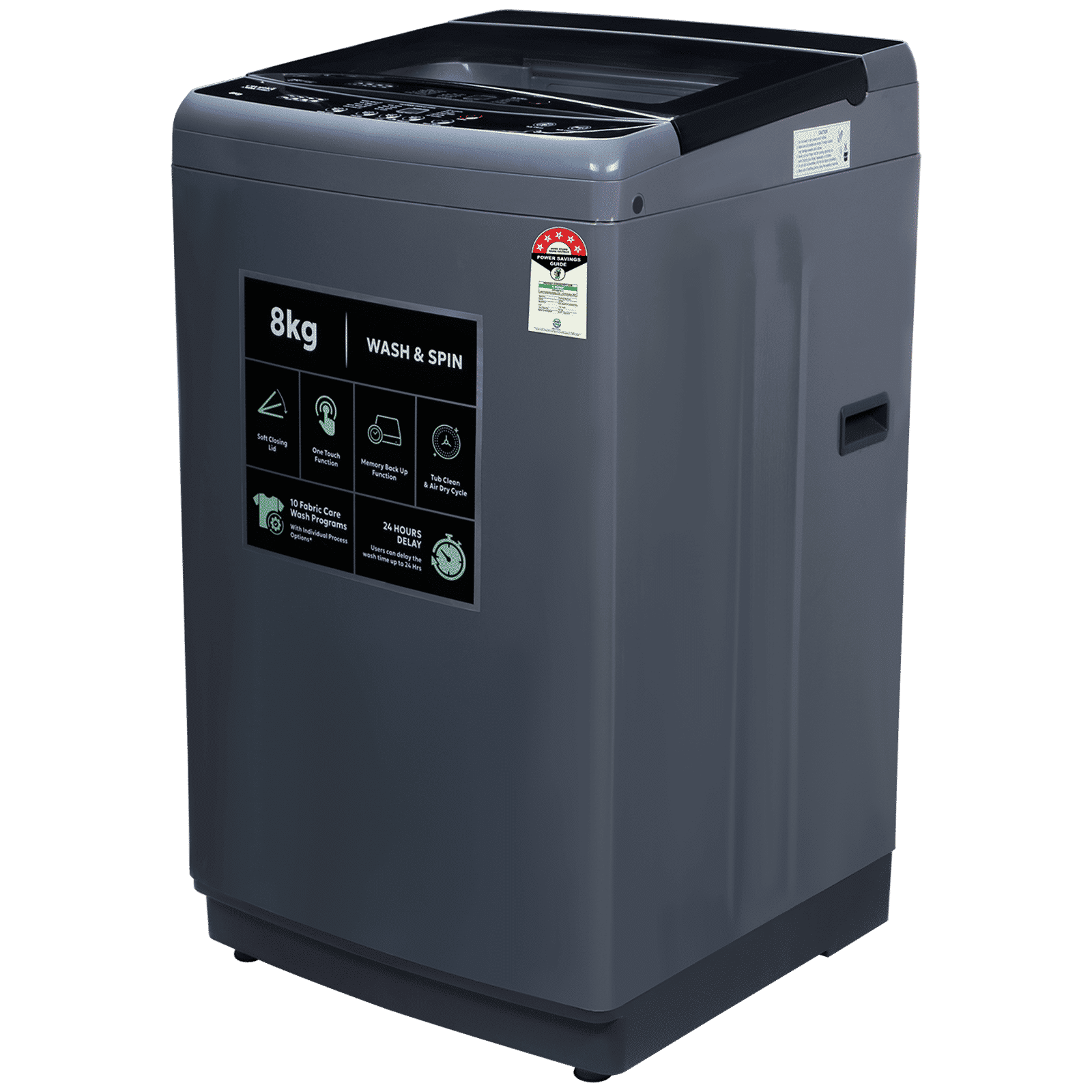 Croma 8 kg 5 Star Fully Automatic Top Load Washing Machine (CRLW080FAF264505, Pulsator Wash Technology, Inox Grey)_6