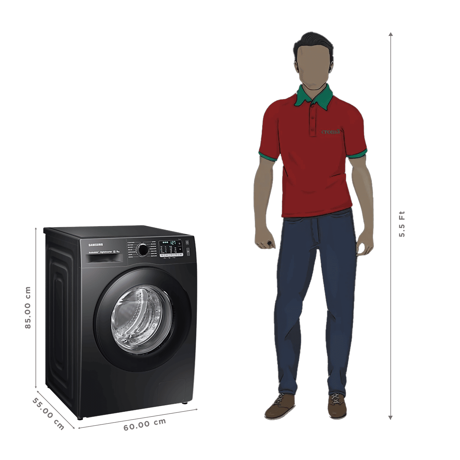 SAMSUNG 8 kg 5 Star Inverter Fully Automatic Front Load Washing Machine (WW80TA046AB1TL, Hygiene Steam, Diamond Drum, Black)_3
