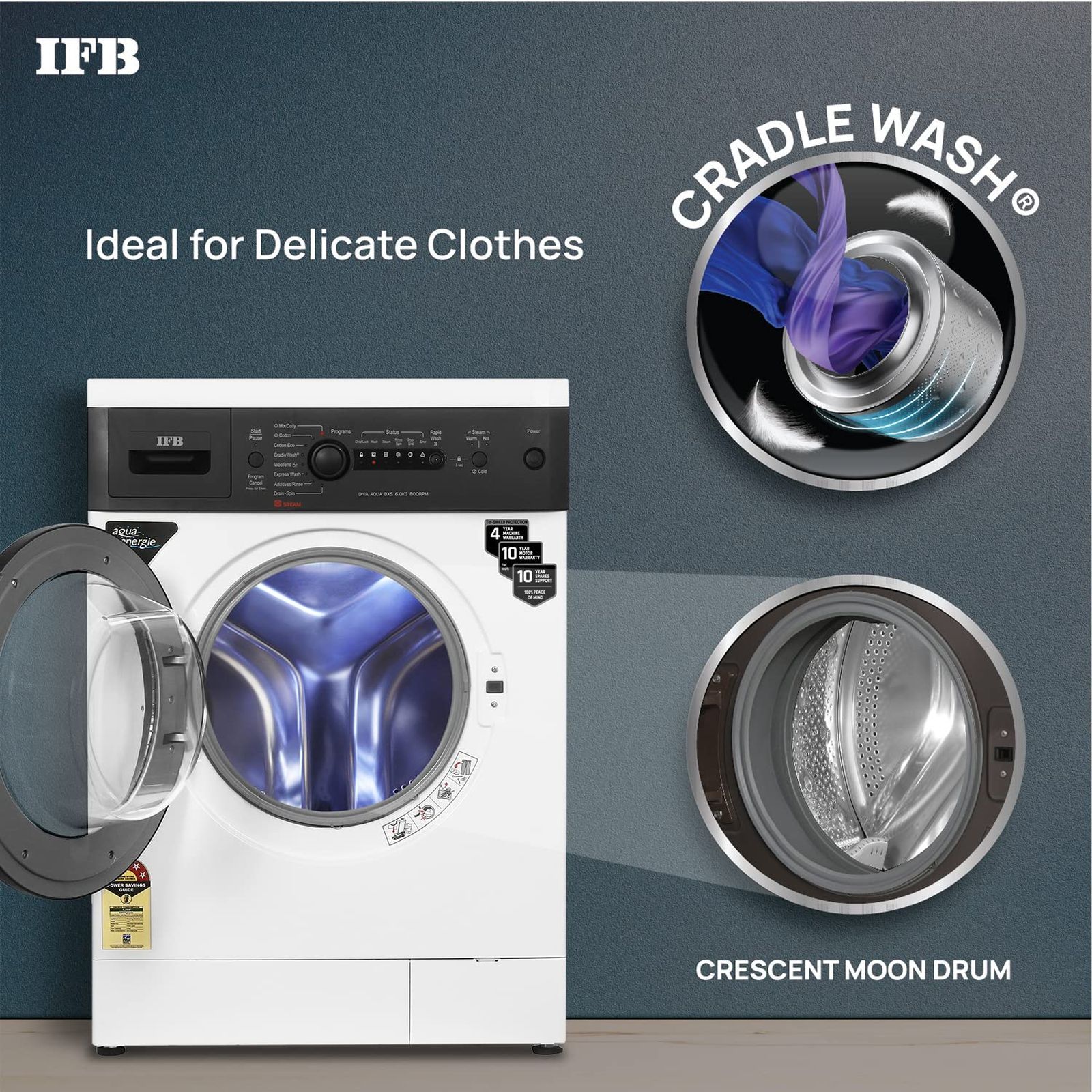 IFB 6 kg 5 Star Fully Automatic Front Load Washing Machine (Diva Aqua BXS 6008, 2D Wash System, White)_5