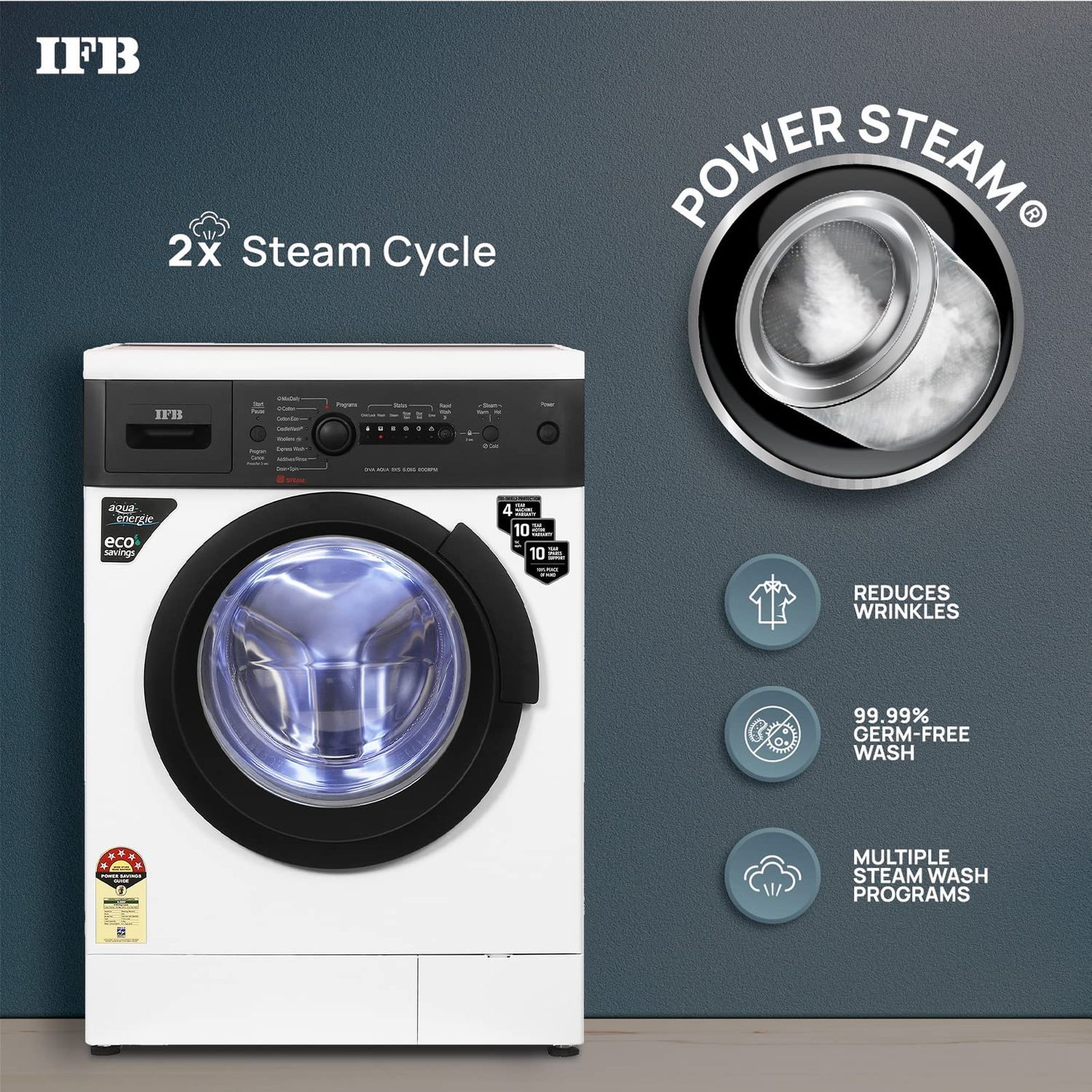 IFB 6 kg 5 Star Fully Automatic Front Load Washing Machine (Diva Aqua BXS 6008, 2D Wash System, White)_6