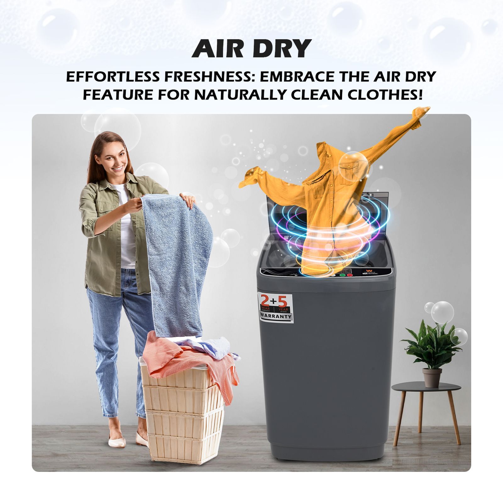 White Westinghouse 7.5 kg 5 Star Fully Automatic Top Load Washing Machine (HDT7500S, Water Reserve Technology, Grey)_14