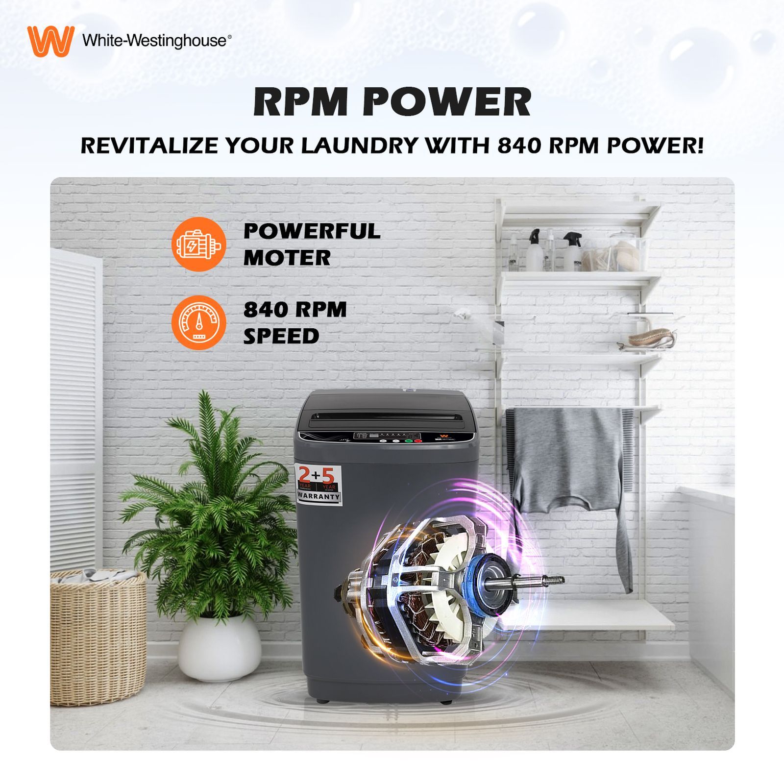 White Westinghouse 7.5 kg 5 Star Fully Automatic Top Load Washing Machine (HDT7500S, Water Reserve Technology, Grey)_16