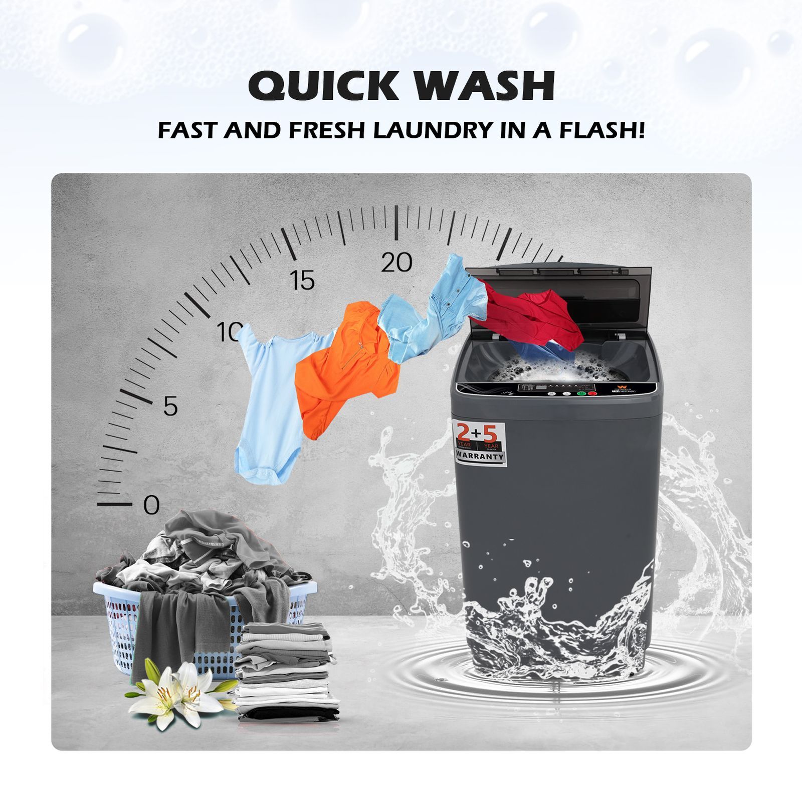 White Westinghouse 7.5 kg 5 Star Fully Automatic Top Load Washing Machine (HDT7500S, Water Reserve Technology, Grey)_9