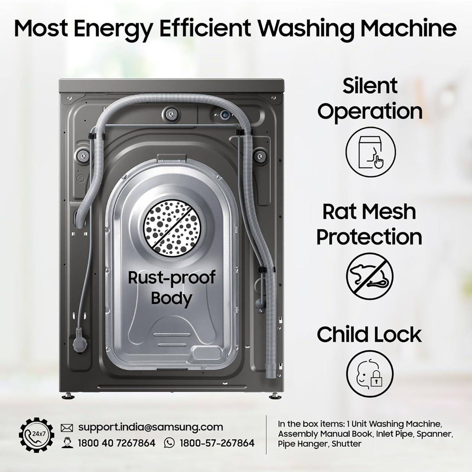 SAMSUNG 7 kg 5 Star Inverter Fully Automatic Front Load Washing Machine (WW70R22EK0X/TL, Eco Bubble Technology, Inox Grey)_13
