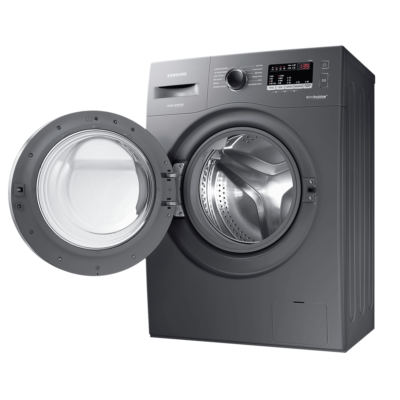 SAMSUNG 7 kg 5 Star Inverter Fully Automatic Front Load Washing Machine (WW70R22EK0X/TL, Eco Bubble Technology, Inox Grey)_9