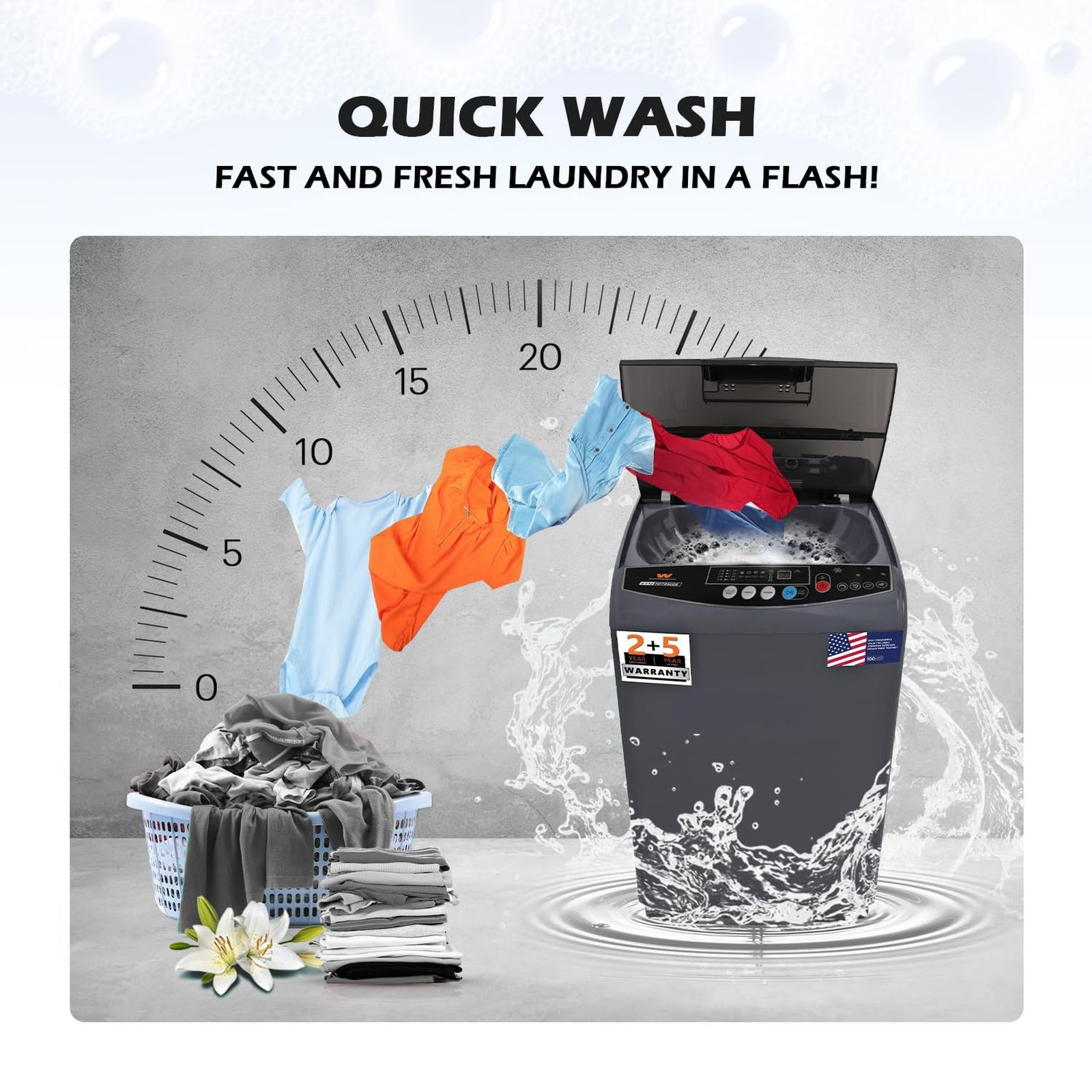 White Westinghouse 8.5 kg Fully Automatic Top Load Washing Machine (HDT8500S, Delay Start, Graphite)_9