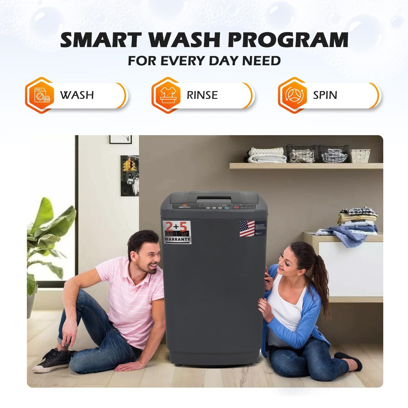 White Westinghouse 8.5 kg Fully Automatic Top Load Washing Machine (HDT8500S, Delay Start, Graphite)_10