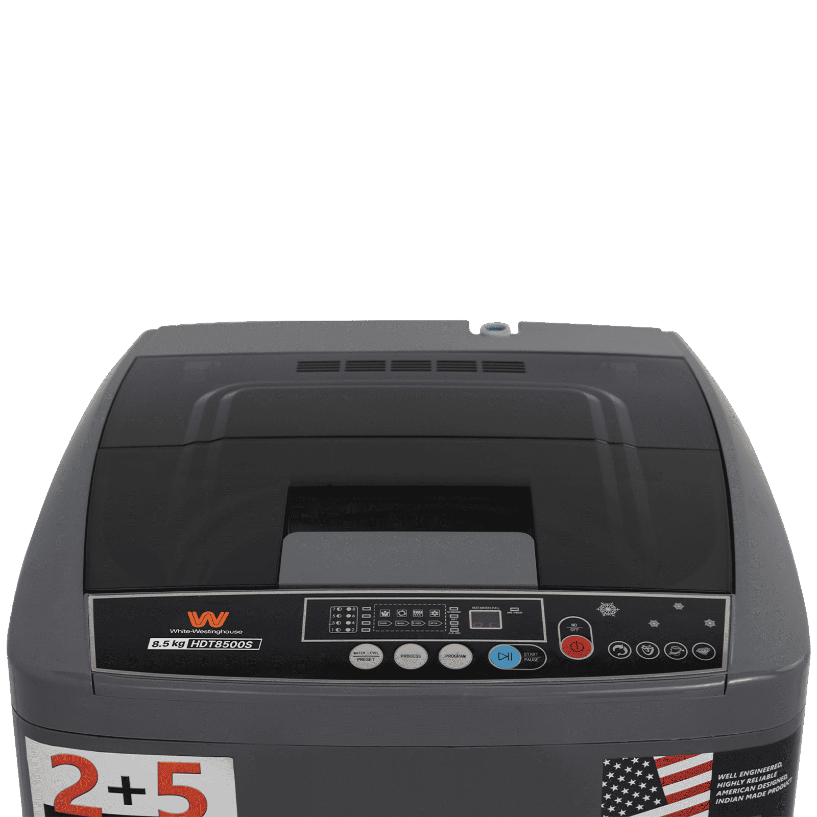 White Westinghouse 8.5 kg Fully Automatic Top Load Washing Machine (HDT8500S, Delay Start, Graphite)_2