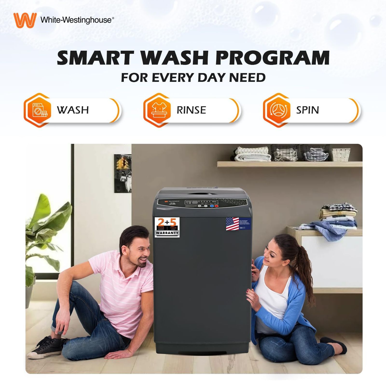 White Westinghouse 10 kg Fully Automatic Top Load Washing Machine (HDT1000S, Delay Start, Graphite)_10