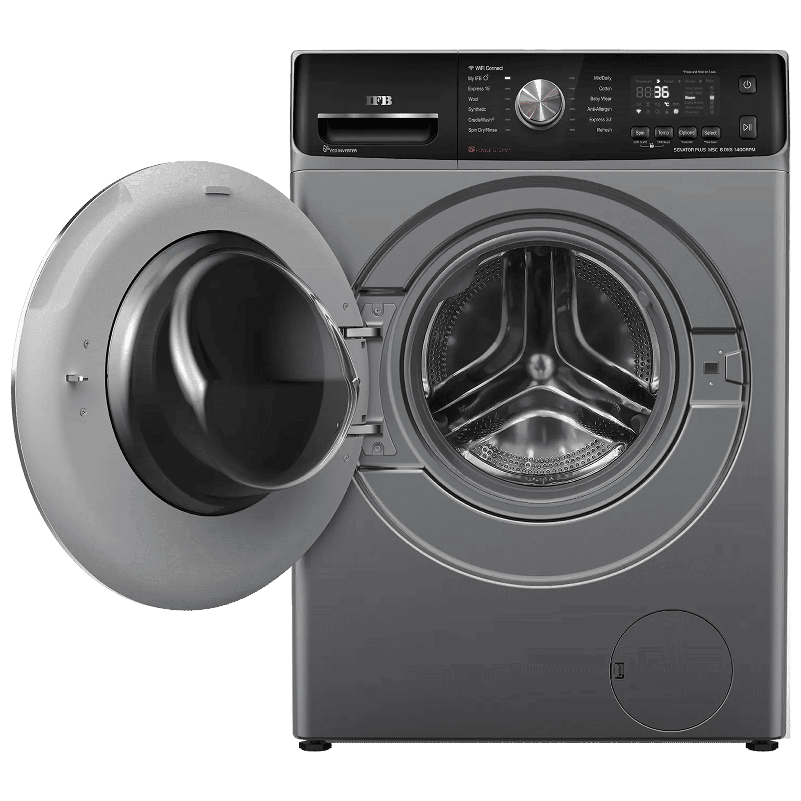 IFB 8 kg 5 Star Inverter Fully Automatic Front Load Washing Machine (Senator Plus MSC 8014, Eco Inverter Motor, Metallic Silver)_6