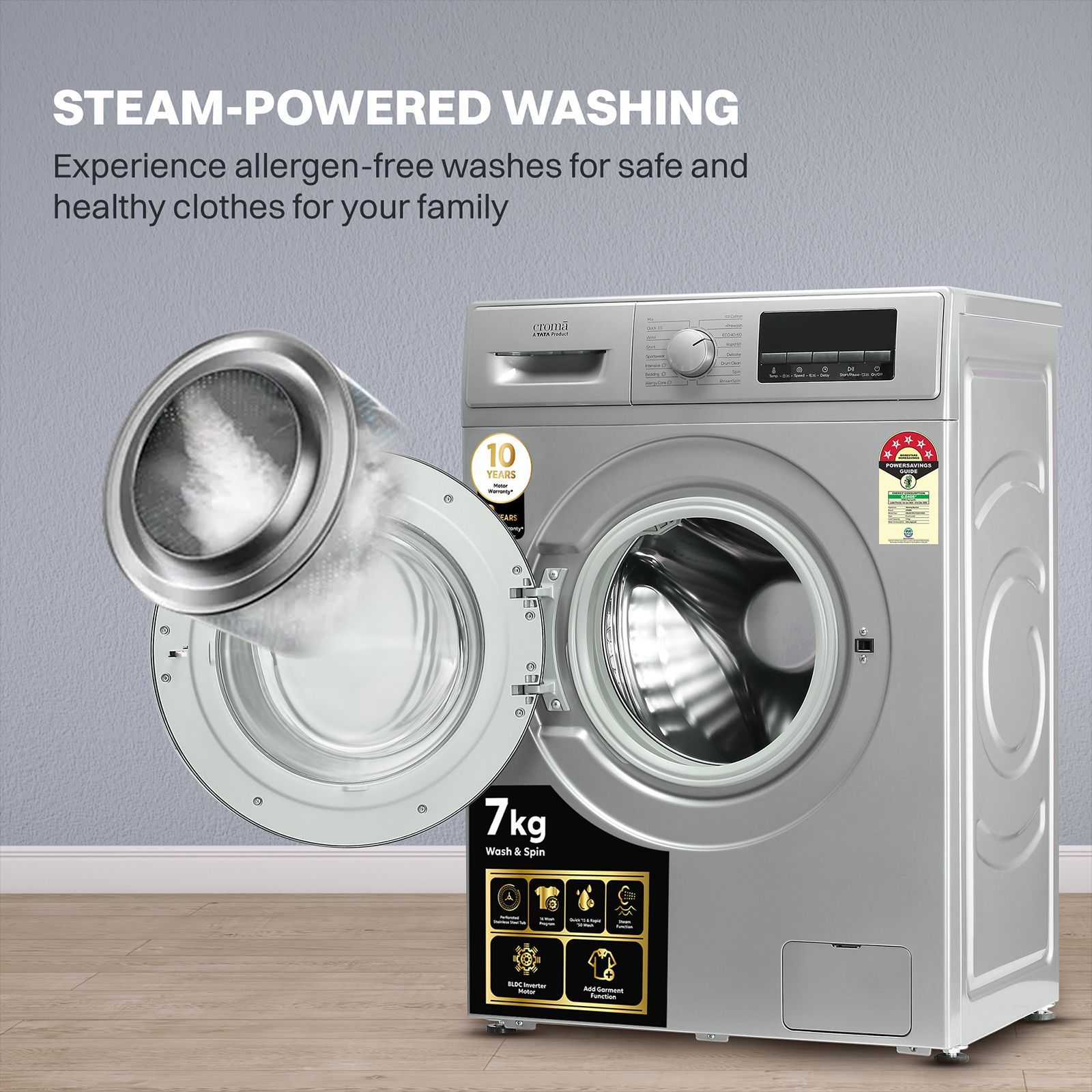 Croma 7 kg 5 Star Fully Automatic Front Load Washing Machine (CRLW070FLF316251, Silver Grey) Croma 7 kg 5 Star Fully Automatic Front Load Washing Machine (CRLW070FLF316251, Silver Grey)_17