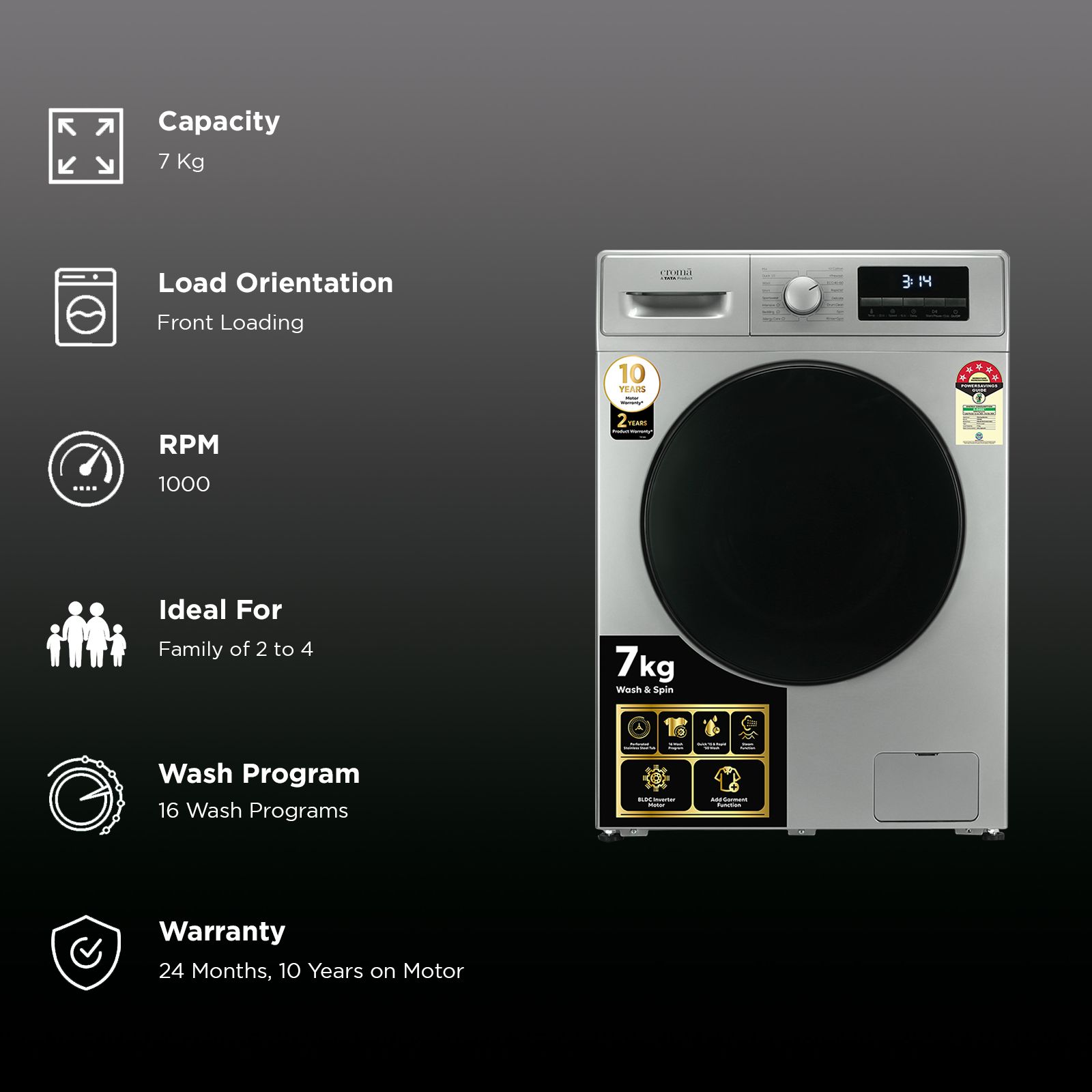 Croma 7 kg 5 Star Fully Automatic Front Load Washing Machine (CRLW070FLF316251, Silver Grey)_2