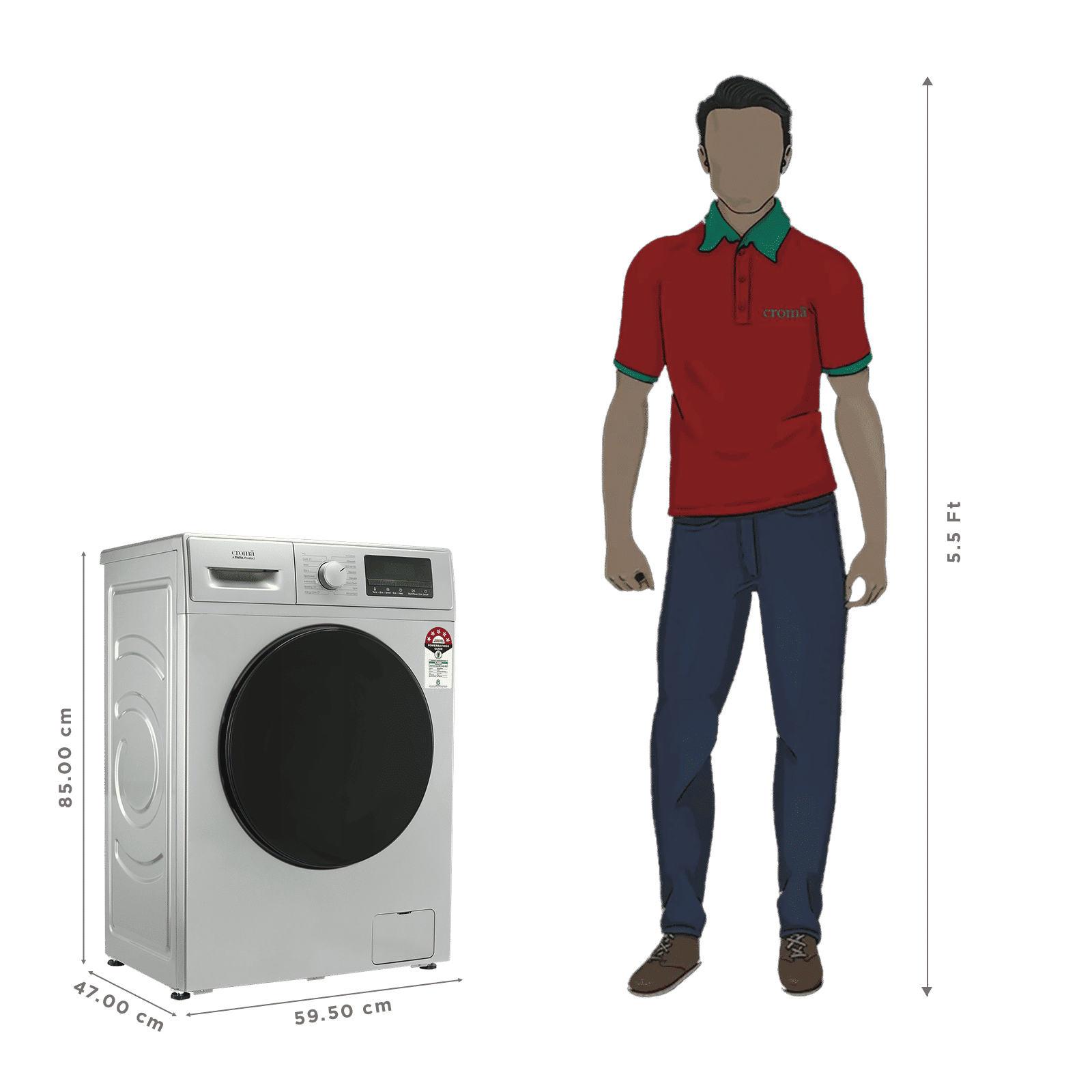 Croma 7 kg 5 Star Fully Automatic Front Load Washing Machine (CRLW070FLF316251, Silver Grey)_3