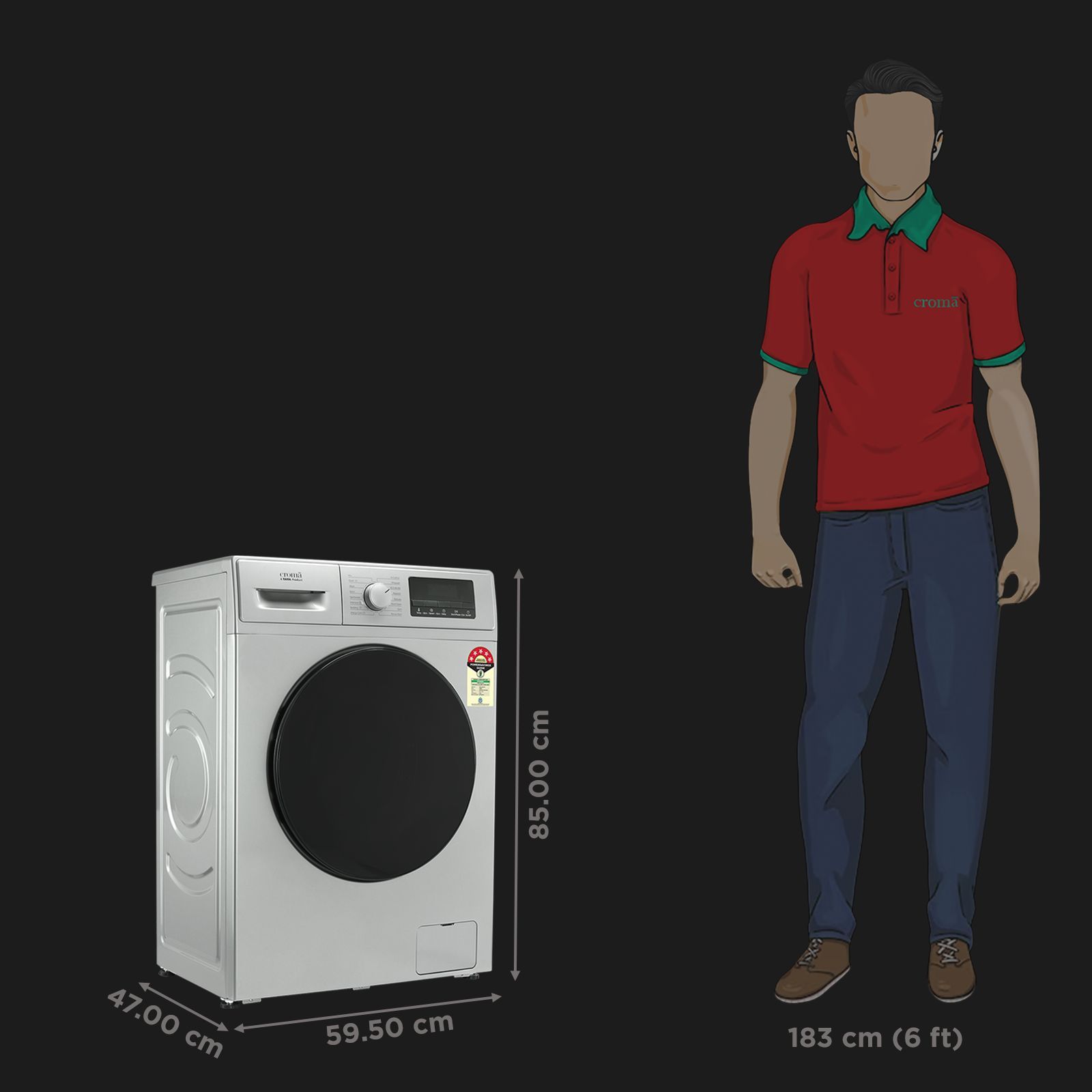 Croma 7 kg 5 Star Fully Automatic Front Load Washing Machine (CRLW070FLF316251, Silver Grey) Croma 7 kg 5 Star Fully Automatic Front Load Washing Machine (CRLW070FLF316251, Silver Grey)_3