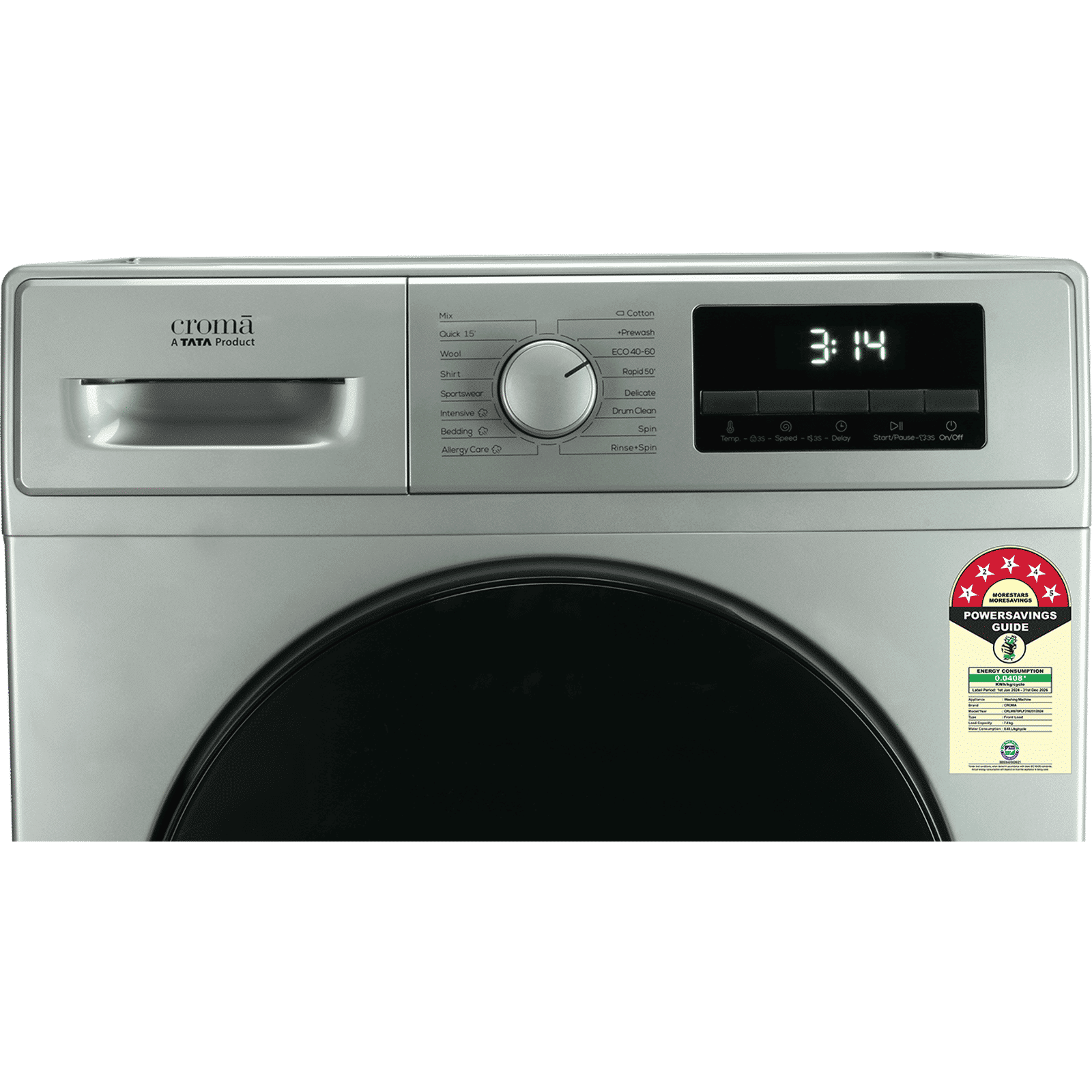 Croma 7 kg 5 Star Fully Automatic Front Load Washing Machine (CRLW070FLF316251, Silver Grey) Croma 7 kg 5 Star Fully Automatic Front Load Washing Machine (CRLW070FLF316251, Silver Grey)_4