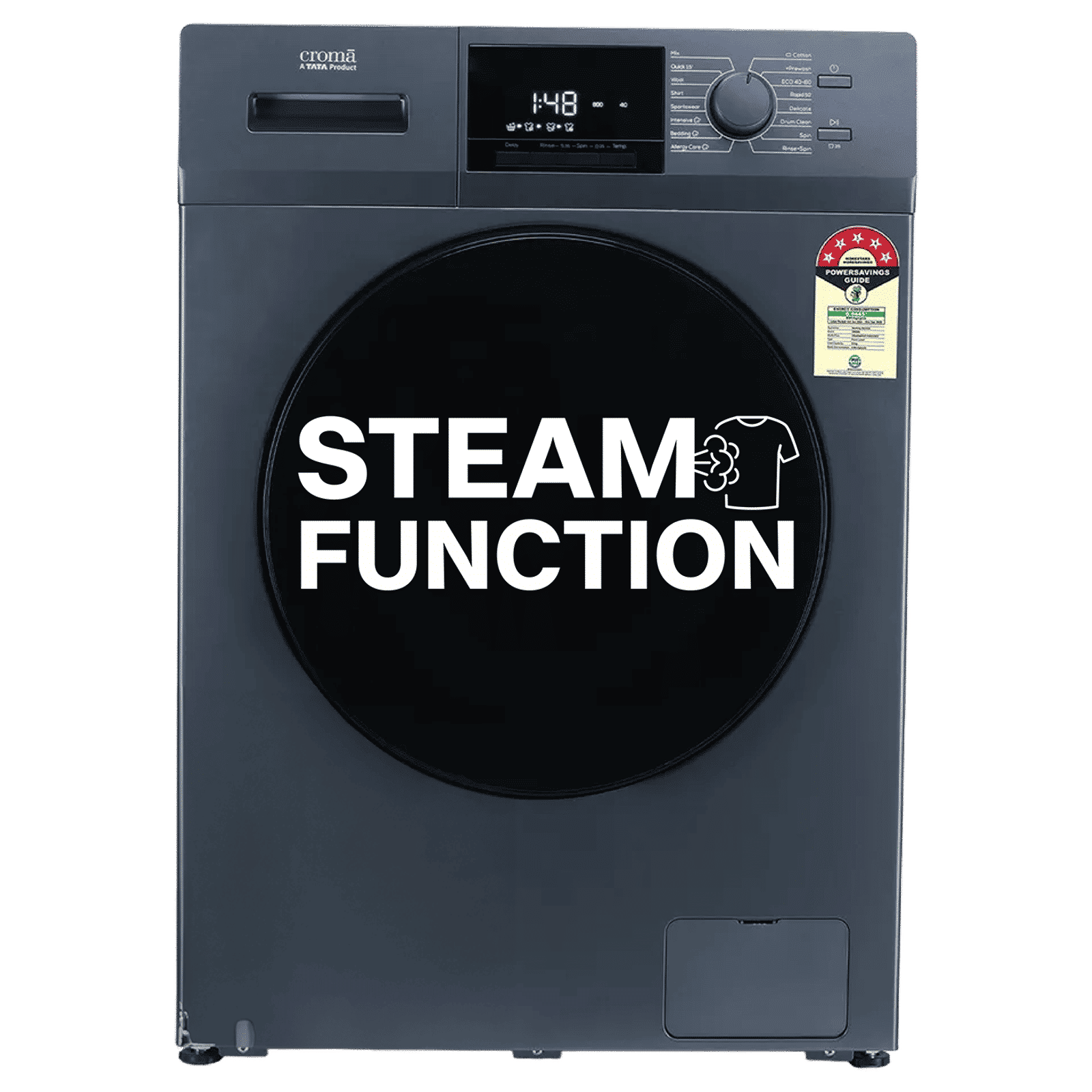 Croma 8 kg 5 Star Inverter Fully Automatic Front Load Washing Machine (CRLW080FLF316252, BLDC Invertor Motor, Polar Blue) Croma 8 kg 5 Star Inverter Fully Automatic Front Load Washing Machine (CRLW080FLF316252, BLDC Invertor Motor, Polar Blue)_1