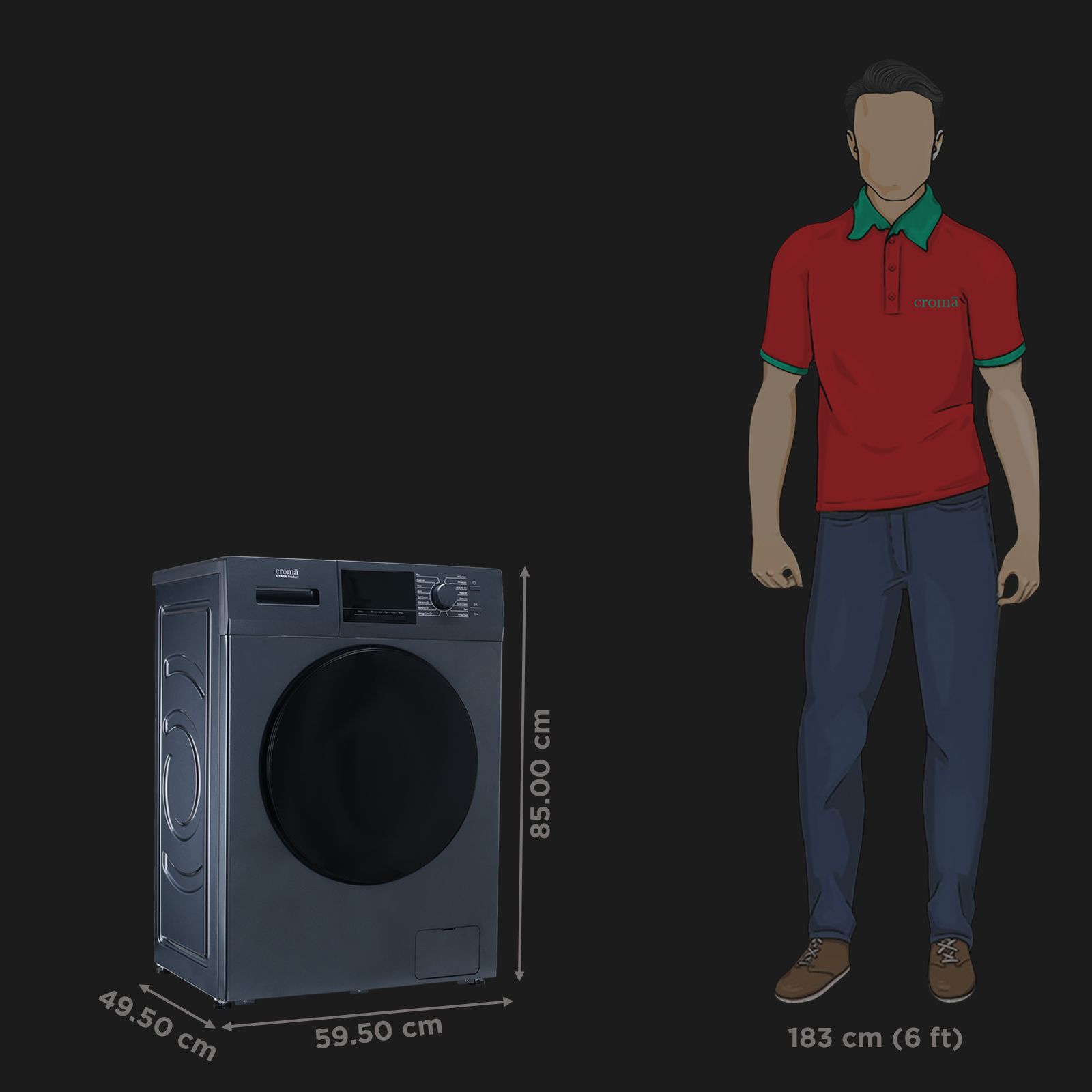 Croma 8 kg 5 Star Inverter Fully Automatic Front Load Washing Machine (CRLW080FLF316252, BLDC Invertor Motor, Polar Blue) Croma 8 kg 5 Star Inverter Fully Automatic Front Load Washing Machine (CRLW080FLF316252, BLDC Invertor Motor, Polar Blue)_3