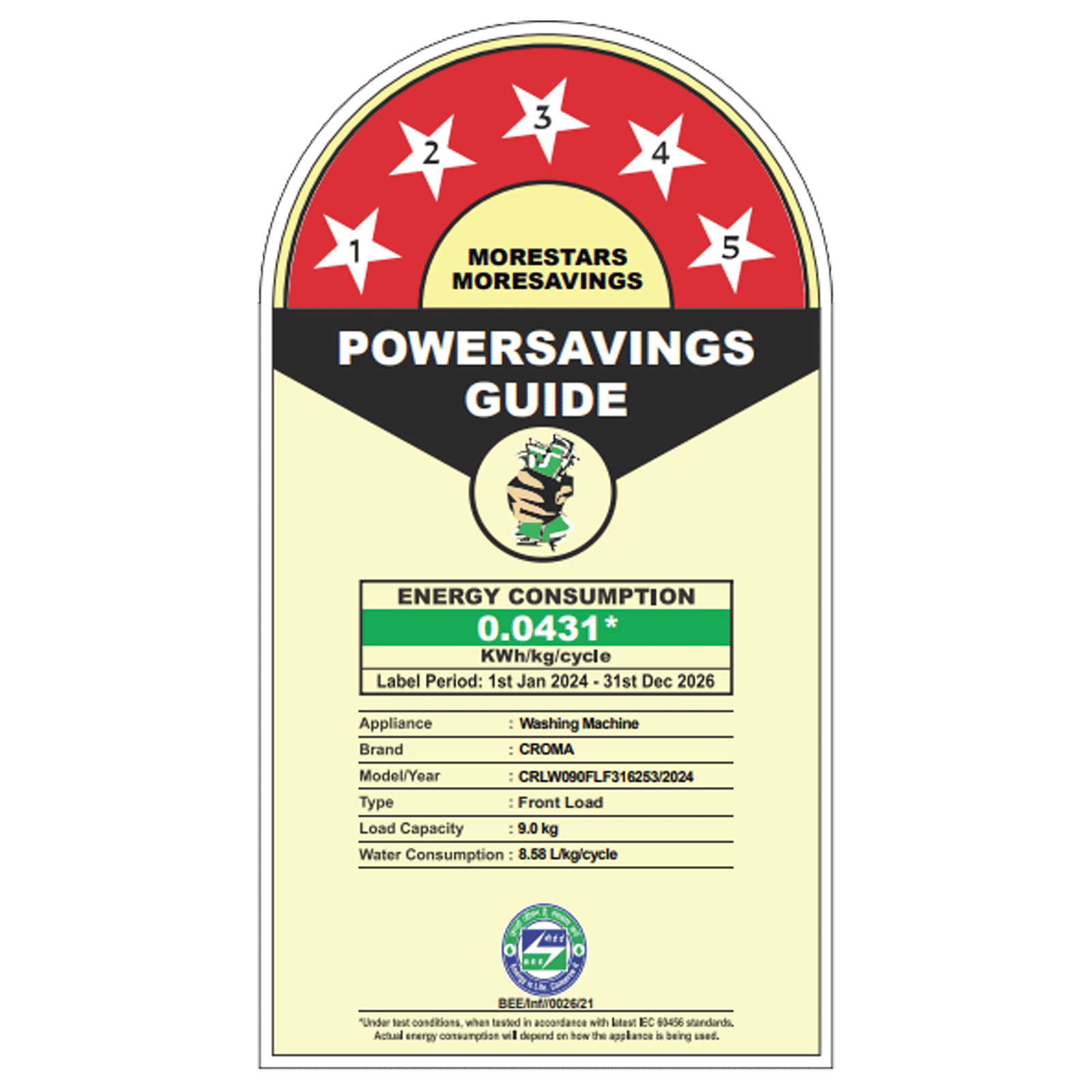 Croma 9 kg 5 Star Inverter Fully Automatic Front Load Washing Machine (CRLW090FLF316253, BLDC Invertor Motor, Polar Blue) Croma 9 kg 5 Star Inverter Fully Automatic Front Load Washing Machine (CRLW090FLF316253, BLDC Invertor Motor, Polar Blue)_10