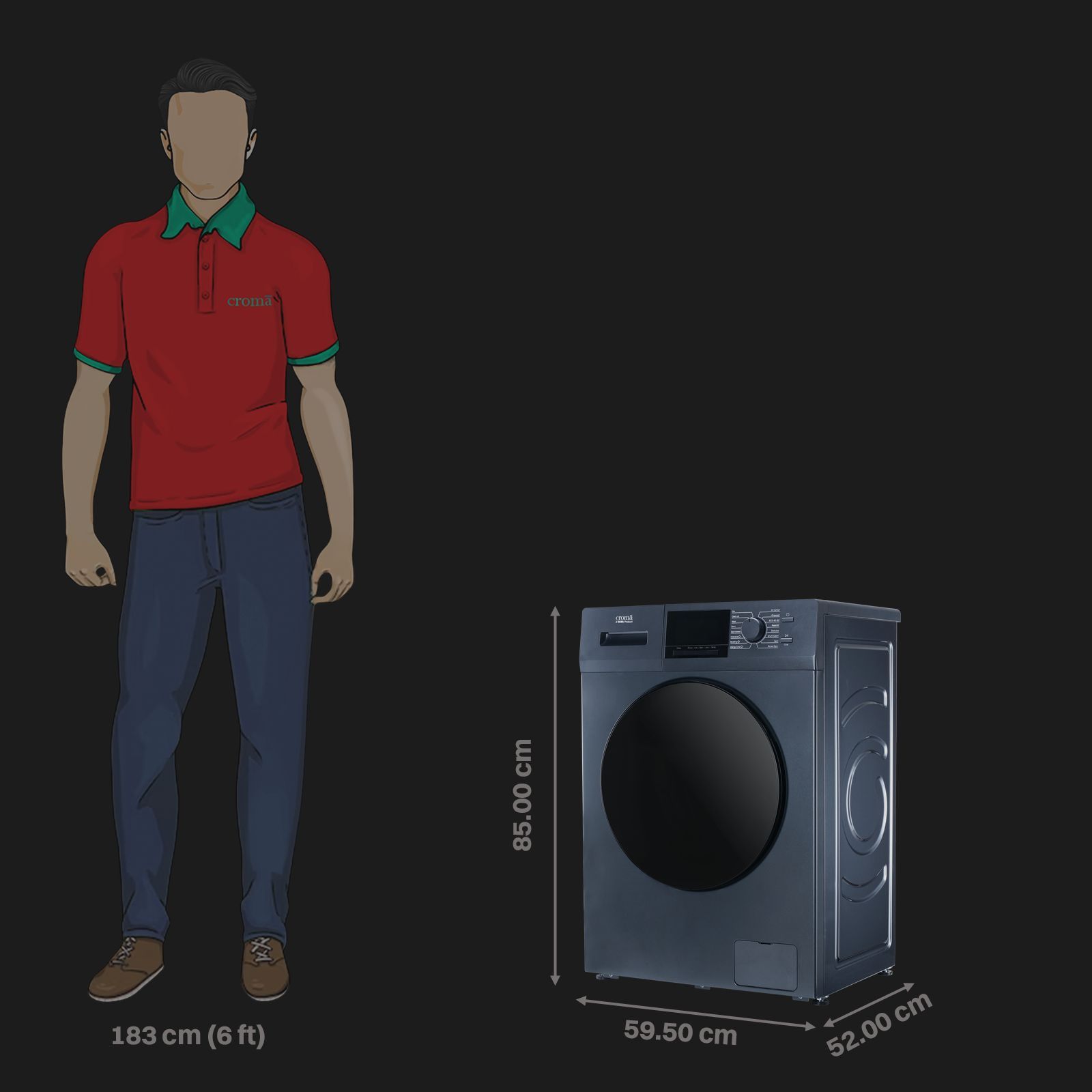 Croma 9 kg 5 Star Inverter Fully Automatic Front Load Washing Machine (CRLW090FLF316253, BLDC Invertor Motor, Polar Blue) Croma 9 kg 5 Star Inverter Fully Automatic Front Load Washing Machine (CRLW090FLF316253, BLDC Invertor Motor, Polar Blue)_3