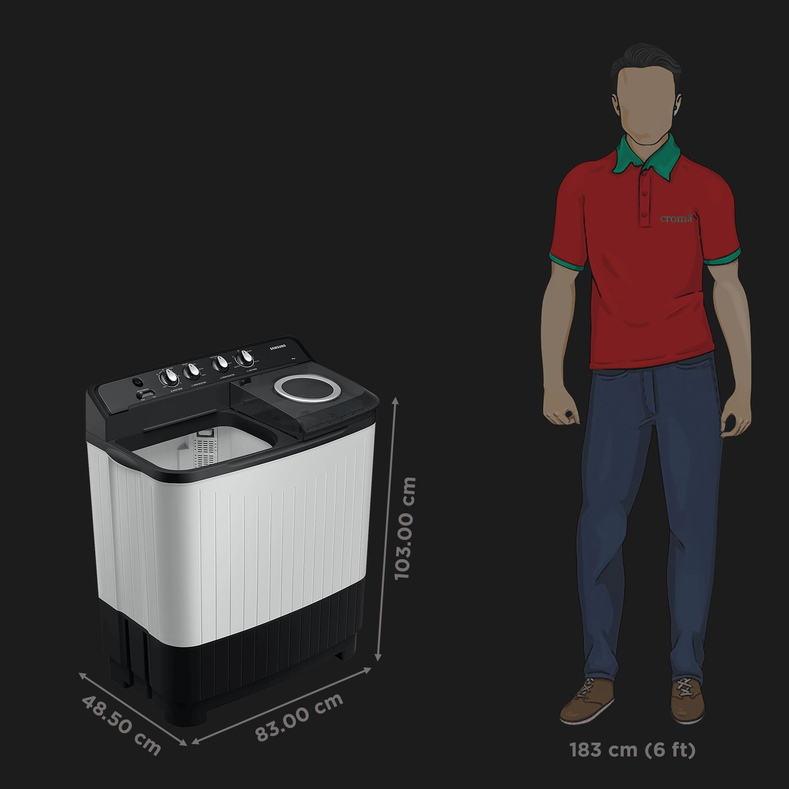 SAMSUNG 8 kg 5 Star Semi Automatic Washing Machine with Magic Filter (WT80C4200GG/TL, Dark Grey)_2