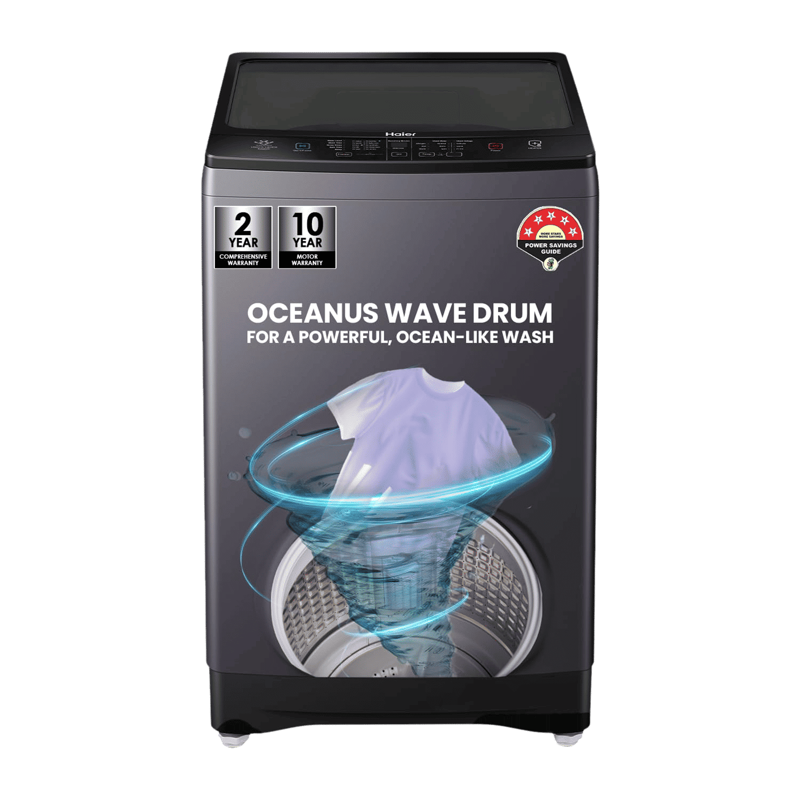 Haier 10.5 kg 5 Star Fully Automatic Top Load Washing Machine (HWM105-826S6, Oceanus Wave Drum, Starry Silver)_1