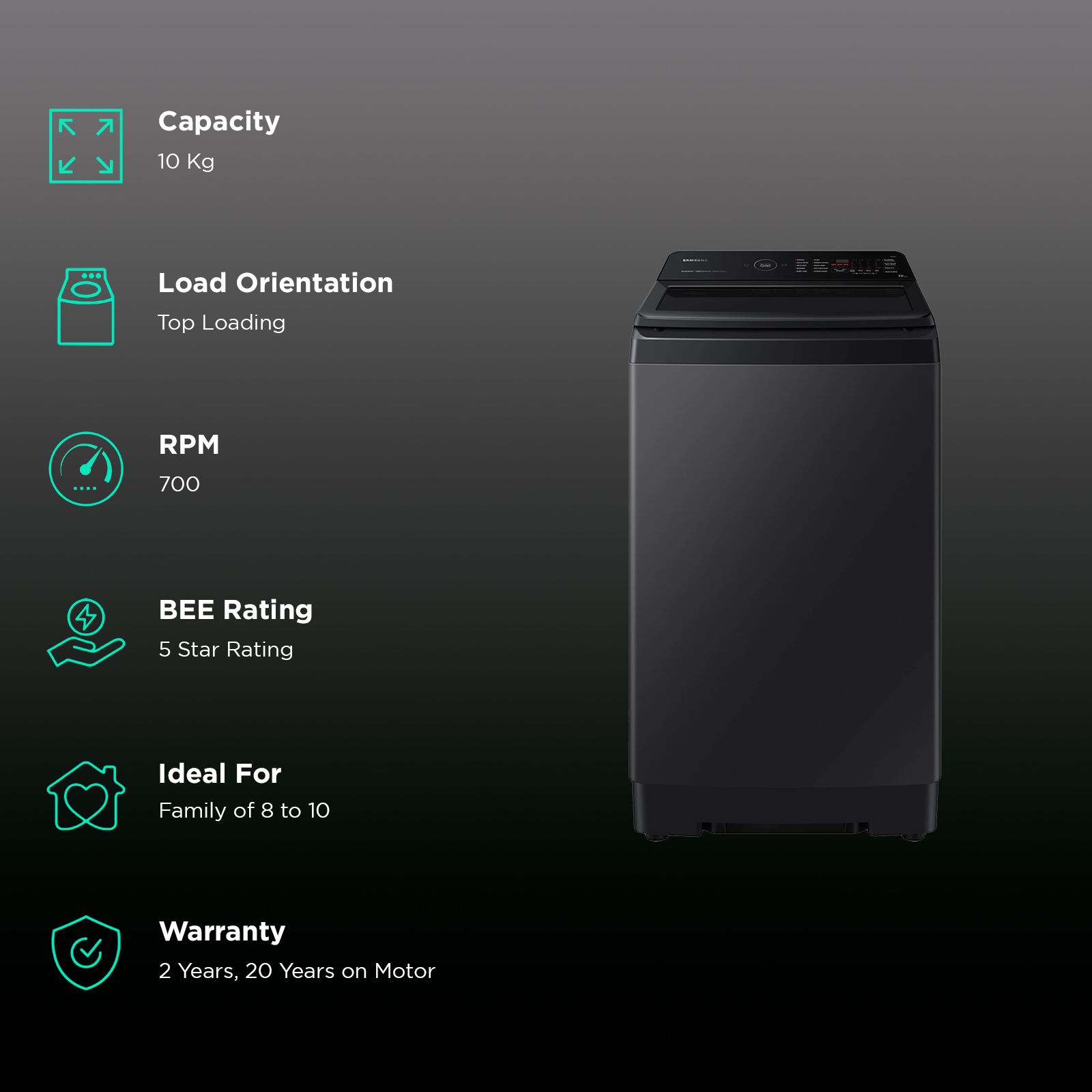 SAMSUNG 10 kg 5 Star Wi-Fi Inverter Fully Automatic Top Load Washing Machine (WA10BG4546BVTL, Digital Inverter Technology, Black Caviar) SAMSUNG 10 kg 5 Star Wi-Fi Inverter Fully Automatic Top Load Washing Machine (WA10BG4546BVTL, Digital Inverter Technology, Black Caviar)_2
