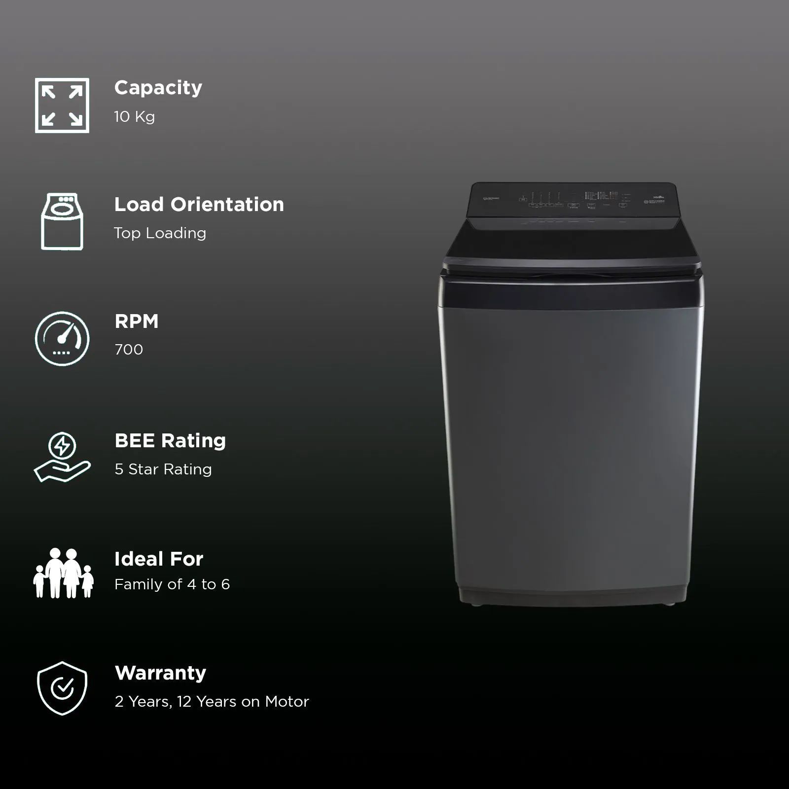 Panasonic 10 kg 5 Star Wi-Fi Fully Automatic Top Load Washing Machine (NA-F100VD1BB, Weather Alert & Recommendation, Black Silver)_2
