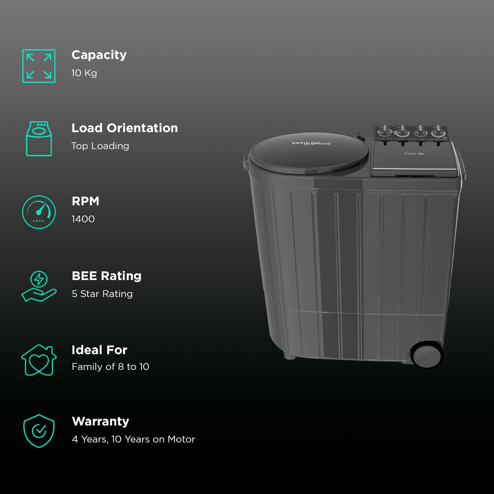 Whirlpool 10 kg 5 Star Semi Automatic Washing Machine with Dynamix Detergent Dispenser (Ace XL, 30343, Graphite Grey)_2