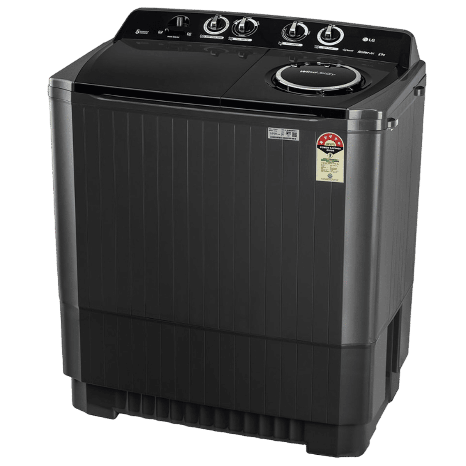 LG 8.5 kg 5 Star Semi Automatic Washing Machine with Roller Jet Pulsator (P8535SLMZ, Full Black)_6
