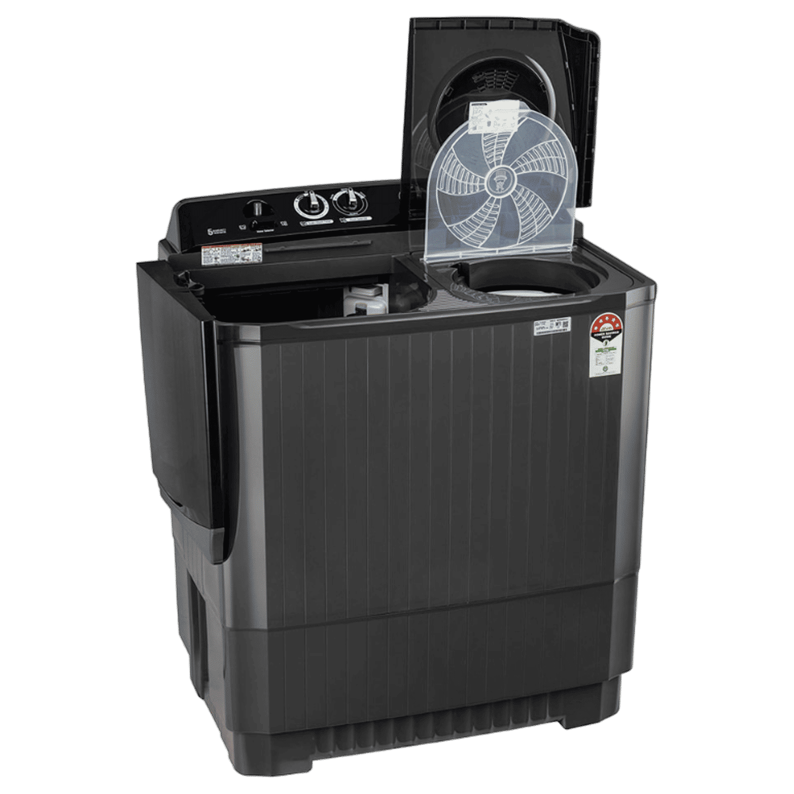 LG 8.5 kg 5 Star Semi Automatic Washing Machine with Roller Jet Pulsator (P8535SLMZ, Full Black)_7