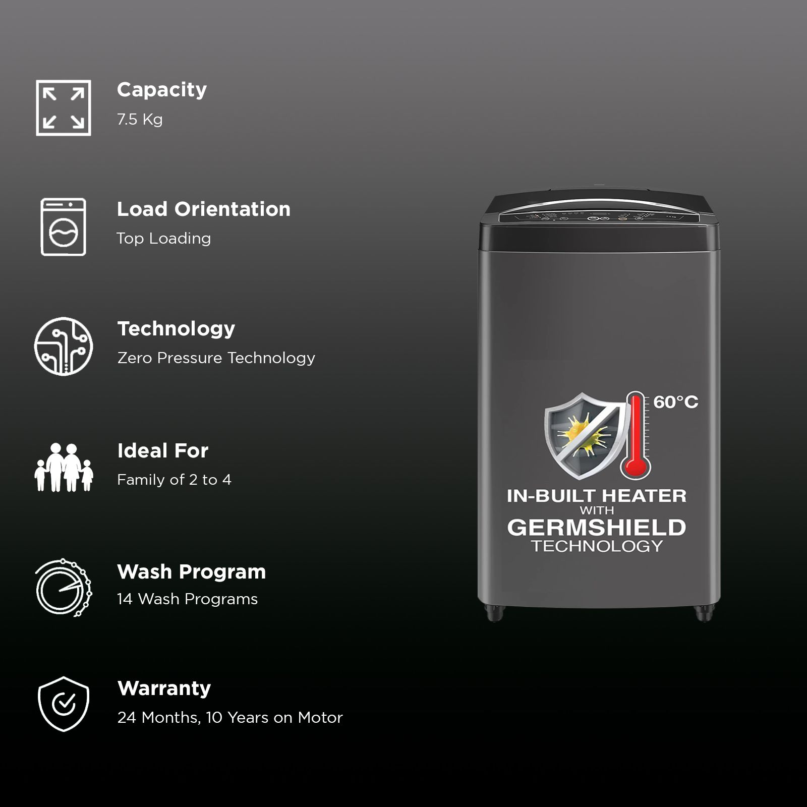 Godrej 7.5 kg 5 Star Fully Automatic Top Load Washing Machine (Magnus, WTEON MGNS 75 5.0 FDTG MTBK, Built In Heater, Metallic Black) Godrej 7.5 kg 5 Star Fully Automatic Top Load Washing Machine (Magnus, WTEON MGNS 75 5.0 FDTG MTBK, Built In Heater, Metallic Black)_2