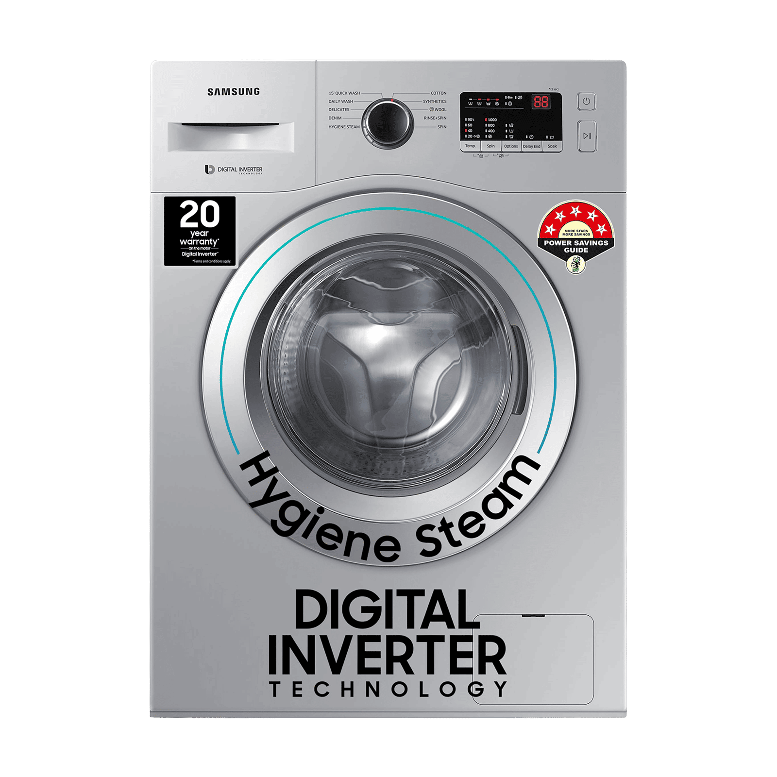 SAMSUNG 7 kg 5 Star Fully Automatic Front Load Washing Machine (WW70R20GLSS/TL, DIT Motor, Silver)_1