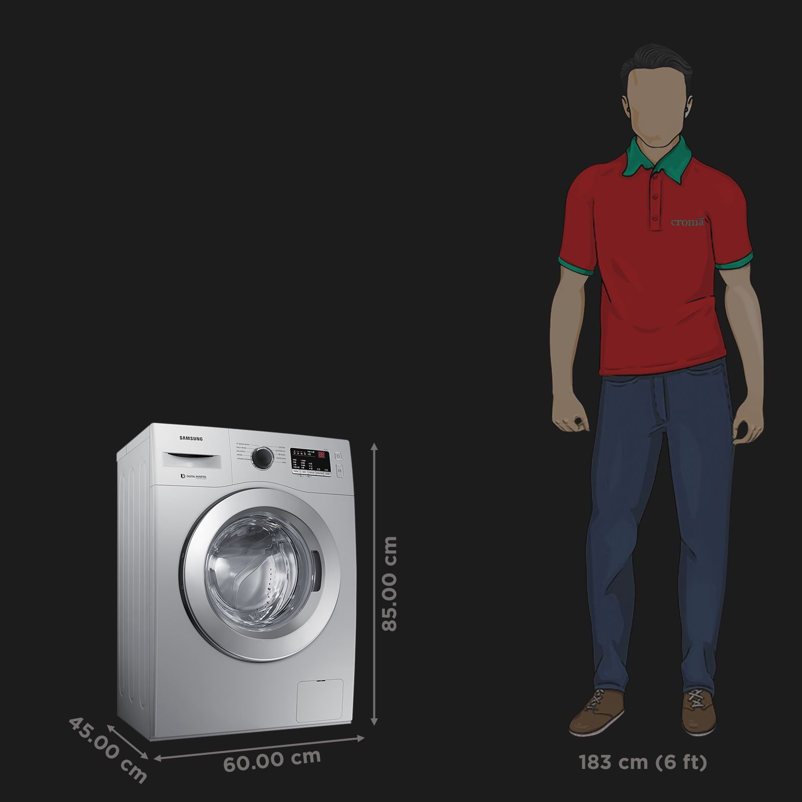 SAMSUNG 7 kg 5 Star Fully Automatic Front Load Washing Machine (WW70R20GLSS/TL, DIT Motor, Silver)_3