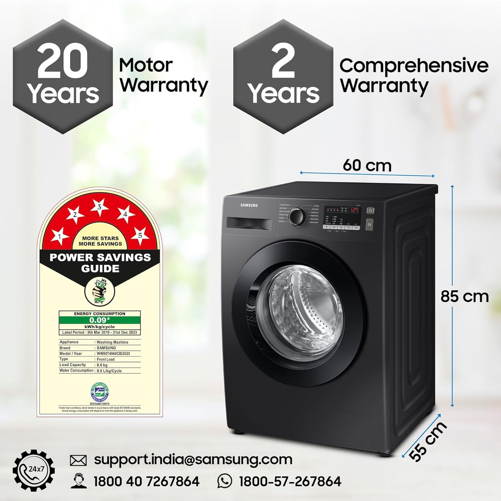 SAMSUNG 9 kg 5 Star Inverter Fully Automatic Front Load Washing Machine (WW90T4040CB1TL, Digital Inverter Motor, Black) SAMSUNG 9 kg 5 Star Inverter Fully Automatic Front Load Washing Machine (WW90T4040CB1TL, Digital Inverter Motor, Black)_12
