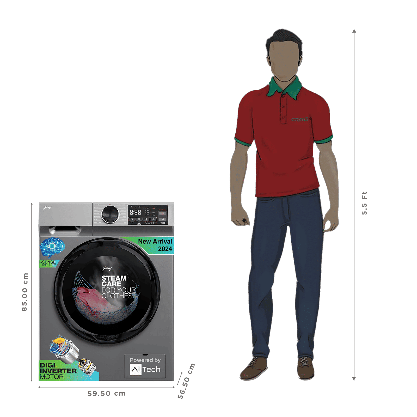 Godrej 8 kg 5 Star Fully Automatic Front Load Washing Machine (Eon Celesta, WFEON CEL 8014 IEBT SLSR, Built In Heater, Silver Stream)_3