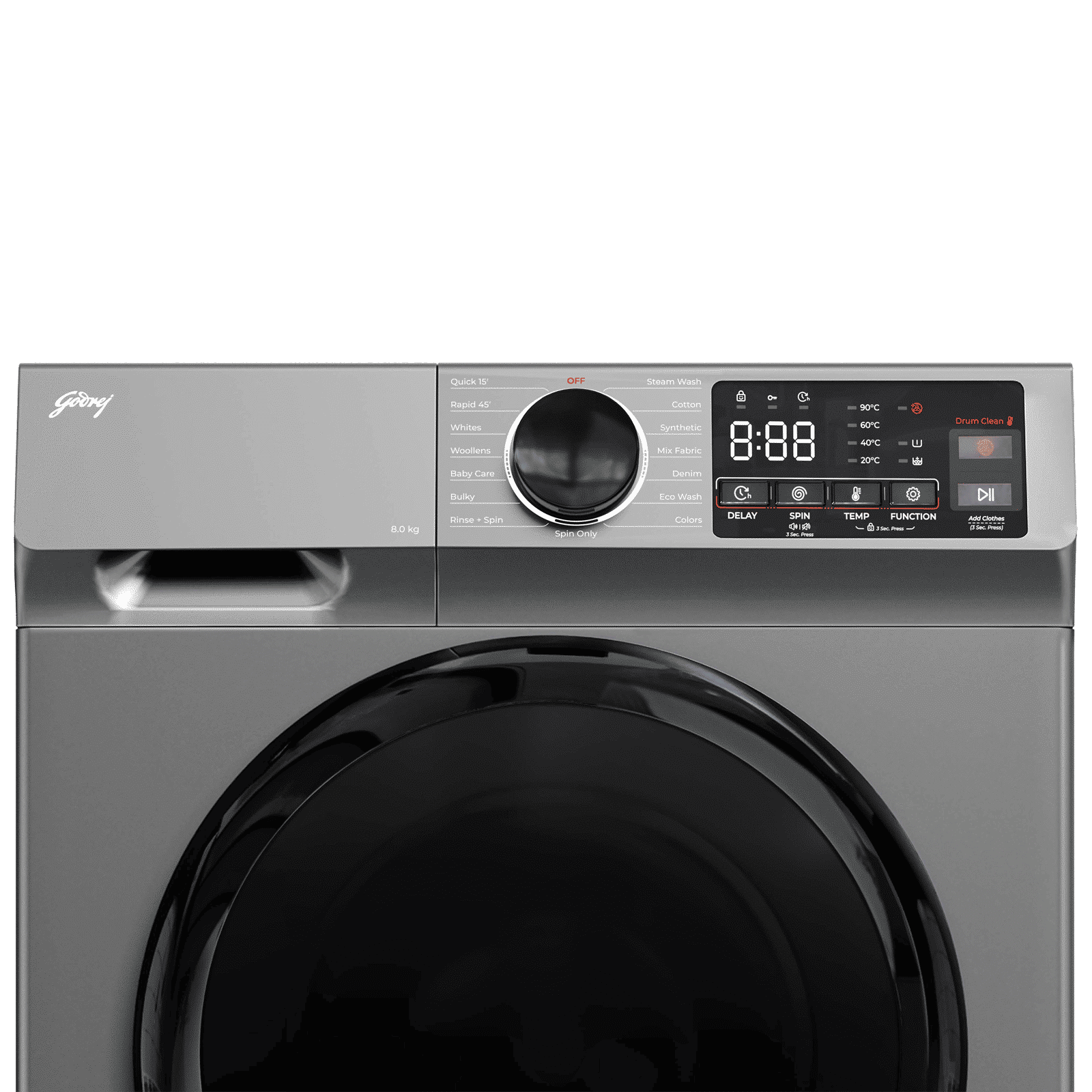 Godrej 8 kg 5 Star Fully Automatic Front Load Washing Machine (Eon Celesta, WFEON CEL 8014 IEBT SLSR, Built In Heater, Silver Stream)_4