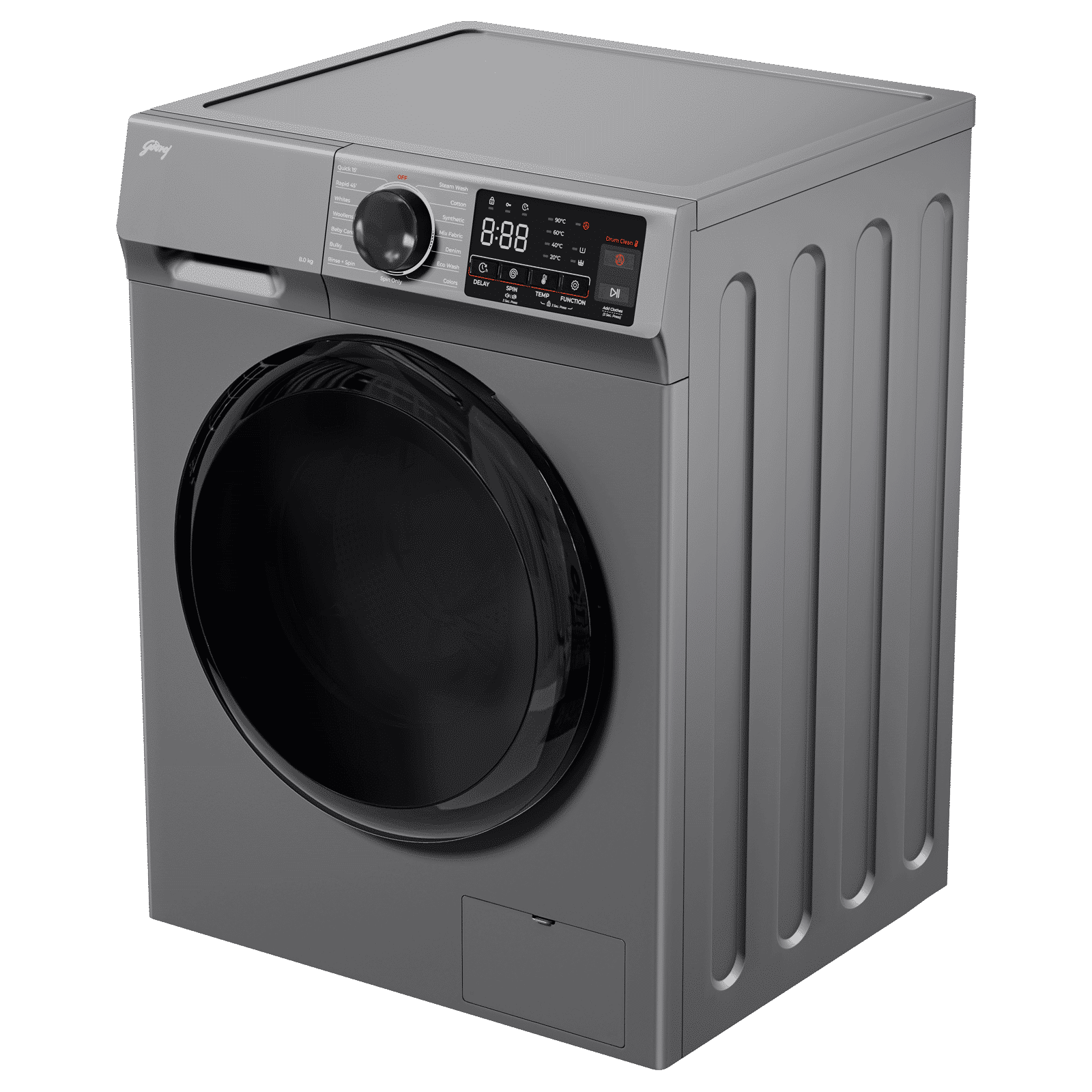 Godrej 8 kg 5 Star Fully Automatic Front Load Washing Machine (Eon Celesta, WFEON CEL 8014 IEBT SLSR, Built In Heater, Silver Stream)_5