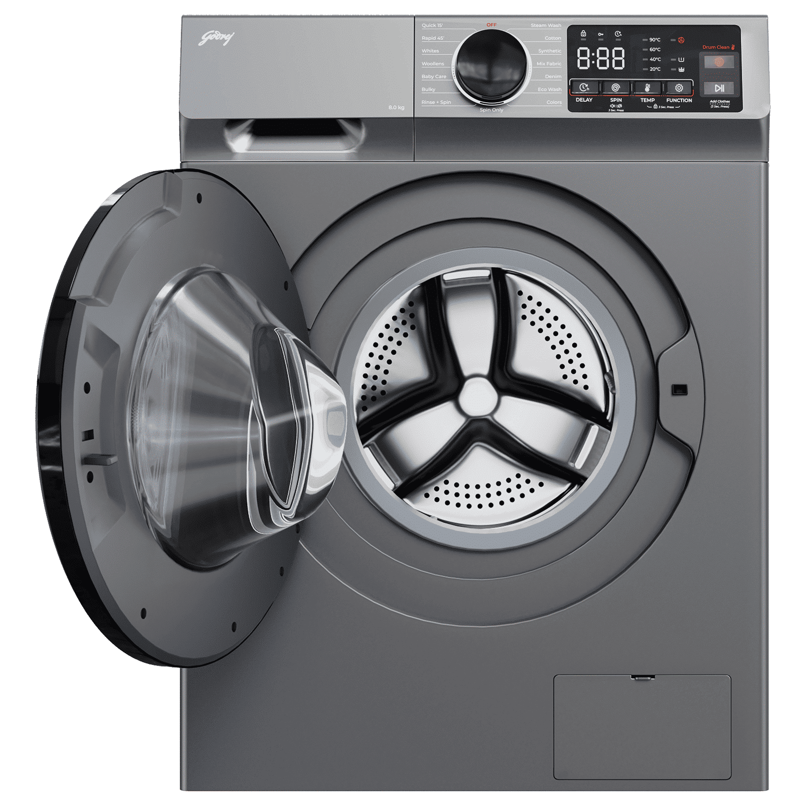 Godrej 8 kg 5 Star Fully Automatic Front Load Washing Machine (Eon Celesta, WFEON CEL 8014 IEBT SLSR, Built In Heater, Silver Stream)_6