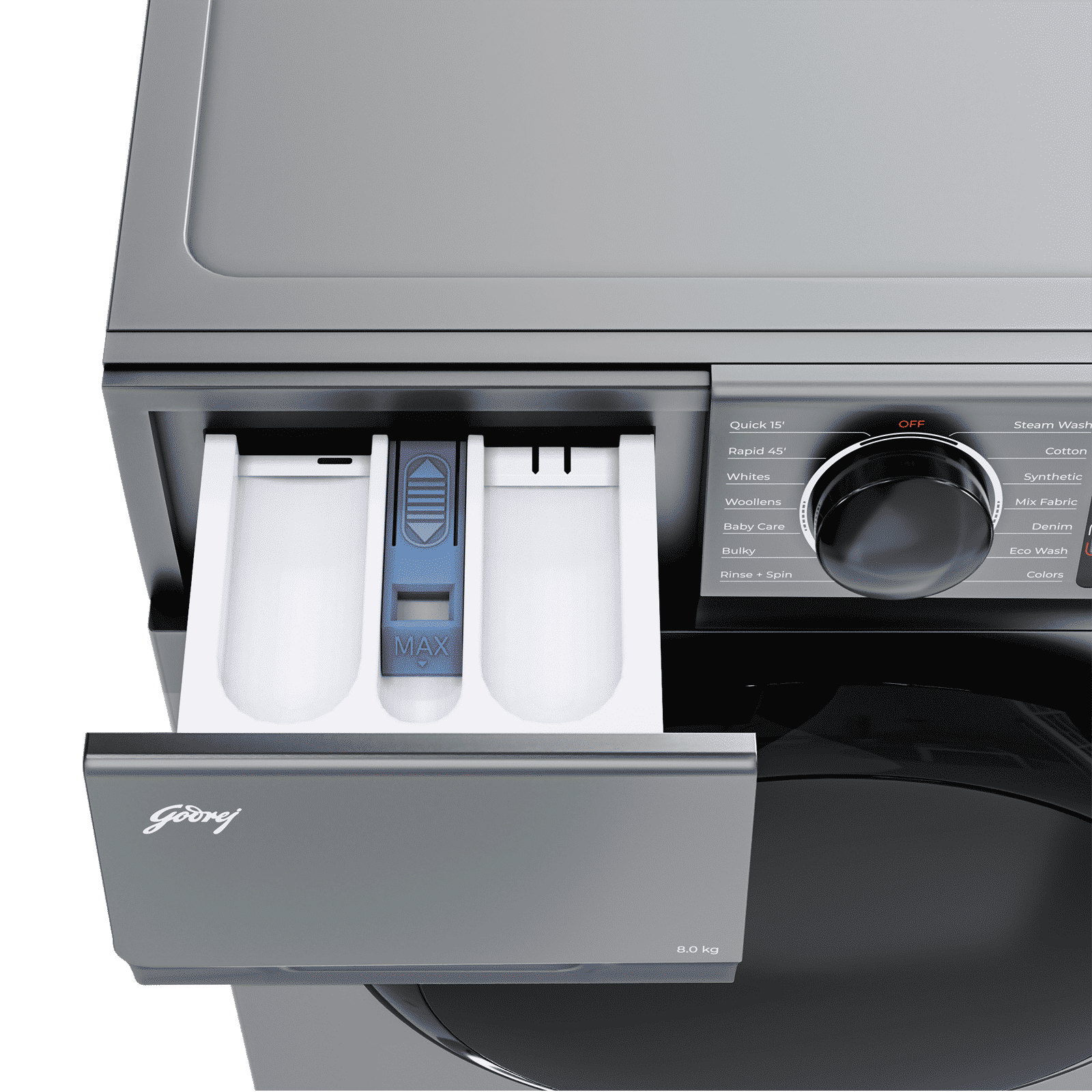 Godrej 8 kg 5 Star Fully Automatic Front Load Washing Machine (Eon Celesta, WFEON CEL 8014 IEBT SLSR, Built In Heater, Silver Stream)_8